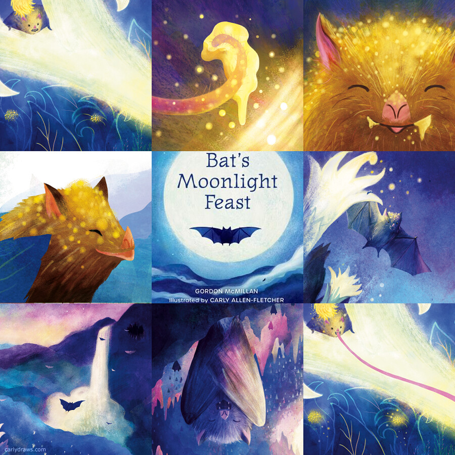 BAT'S MOONLIGHT FEAST
Written by Gordon McMillan, published by Muddy Boots Books. A night time tale of a special bat and a rare flower.