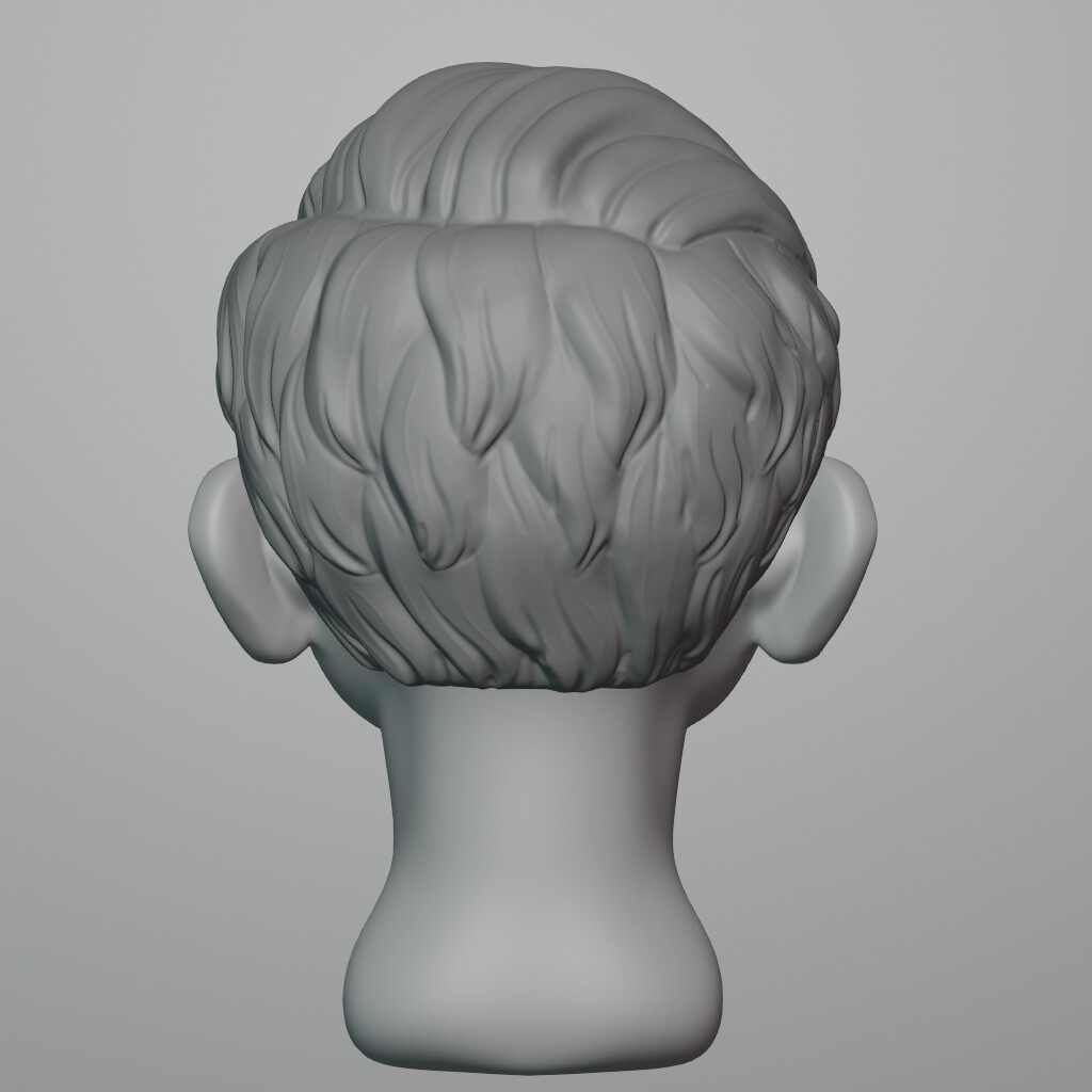 Sculpted hair details - Back of the head.