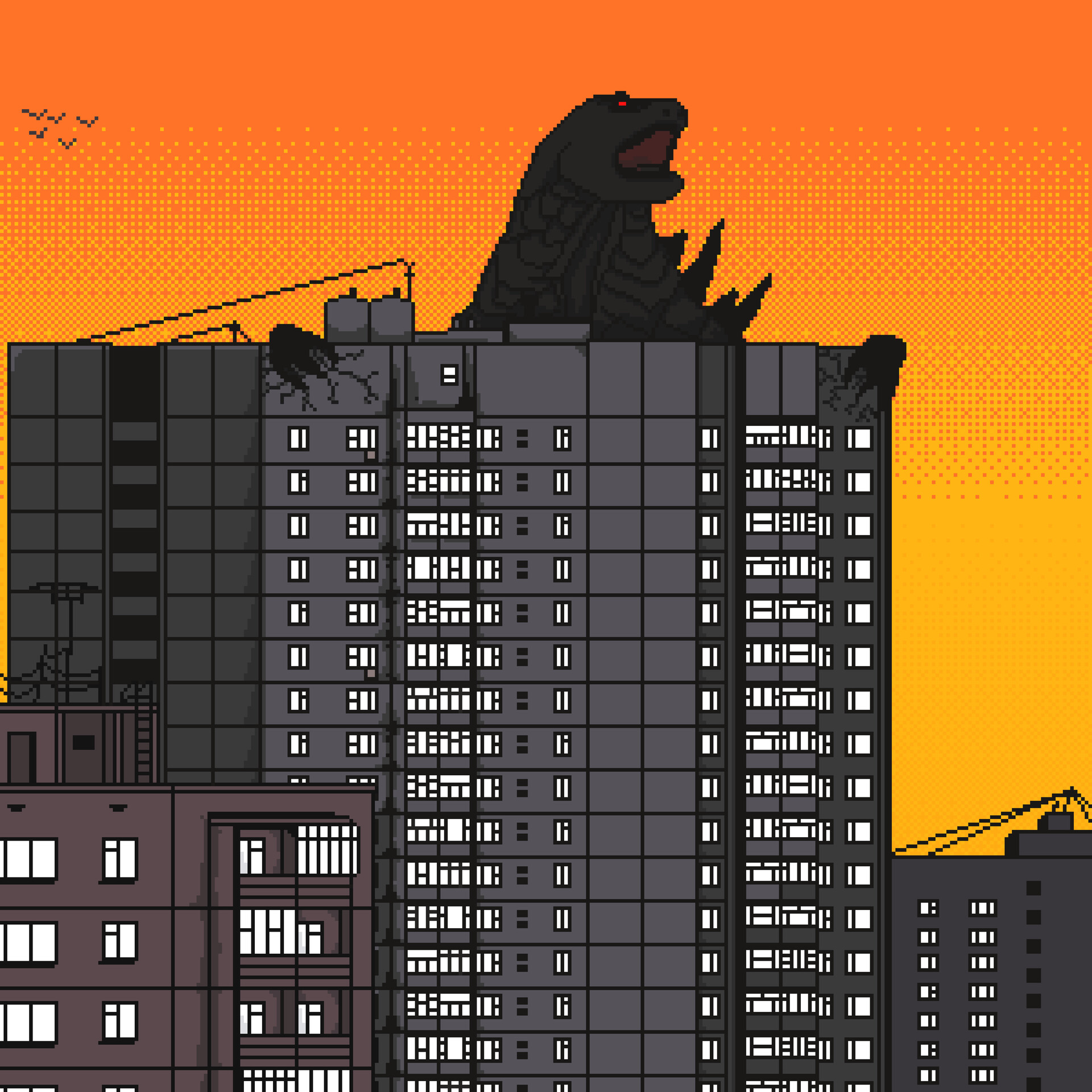 ArtStation Godzilla and panel building
