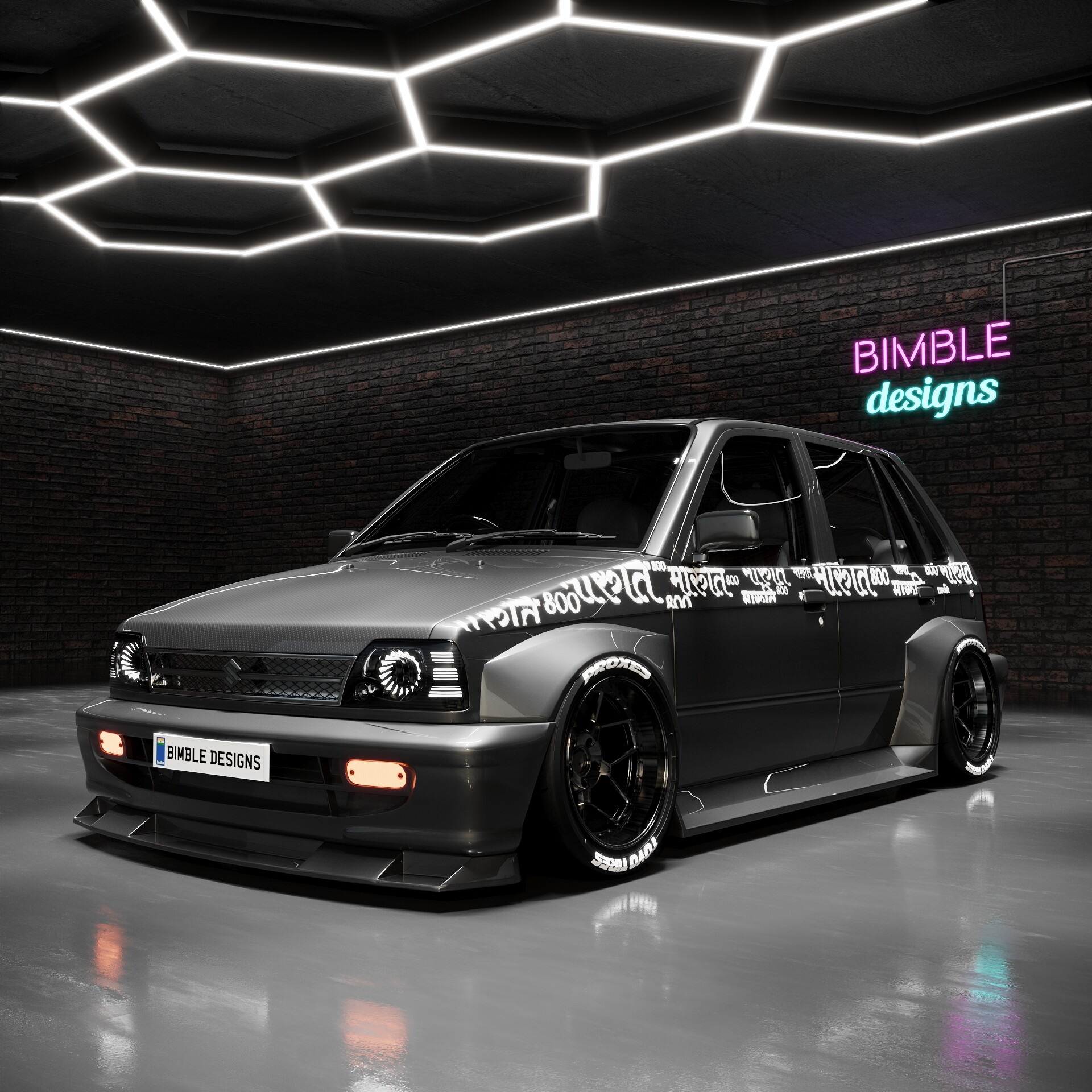 ArtStation Maruti 800 widebody concept