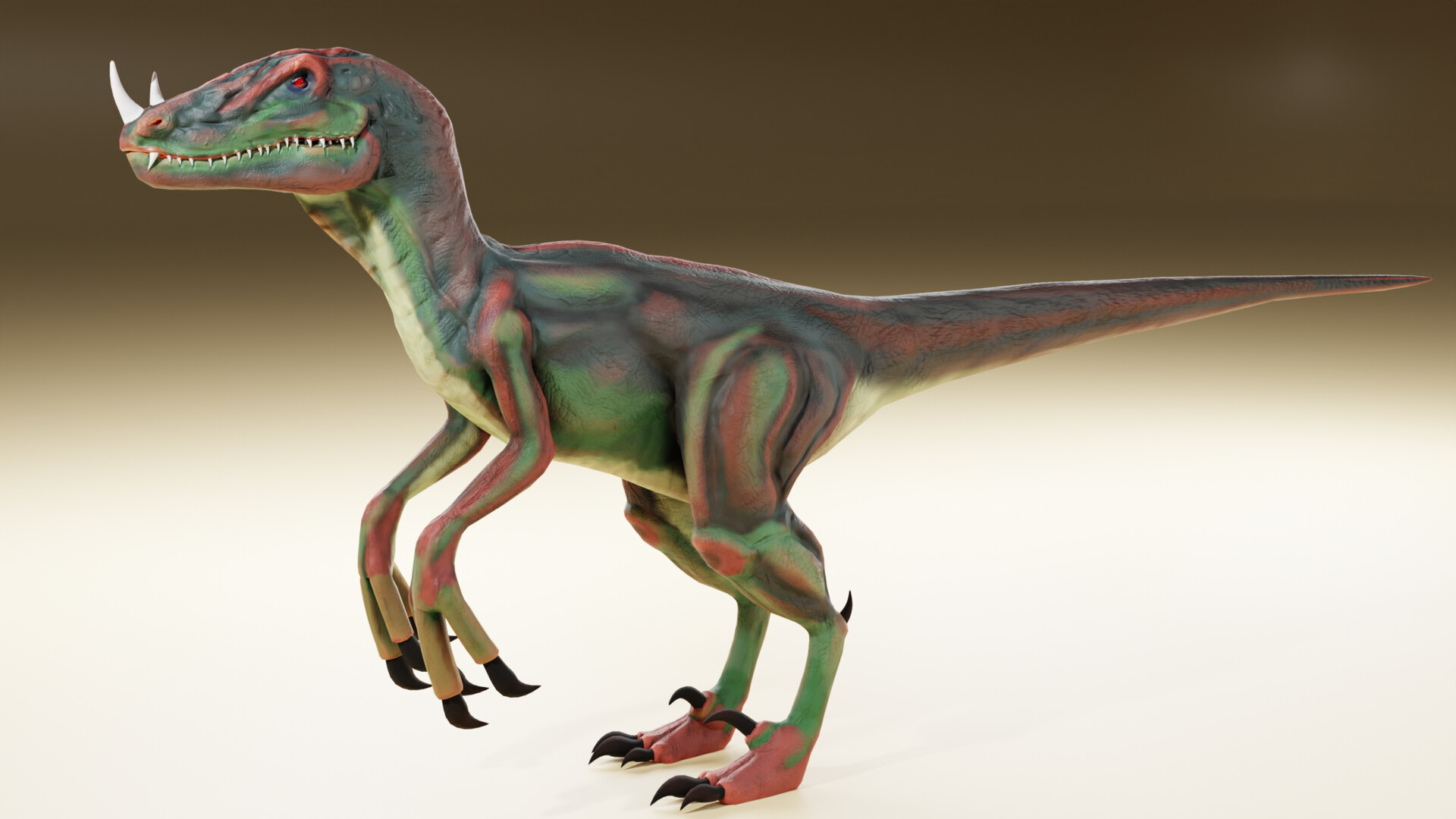 Dracrex Dinosaur On The Run - 3d Render Using Special Shaders That