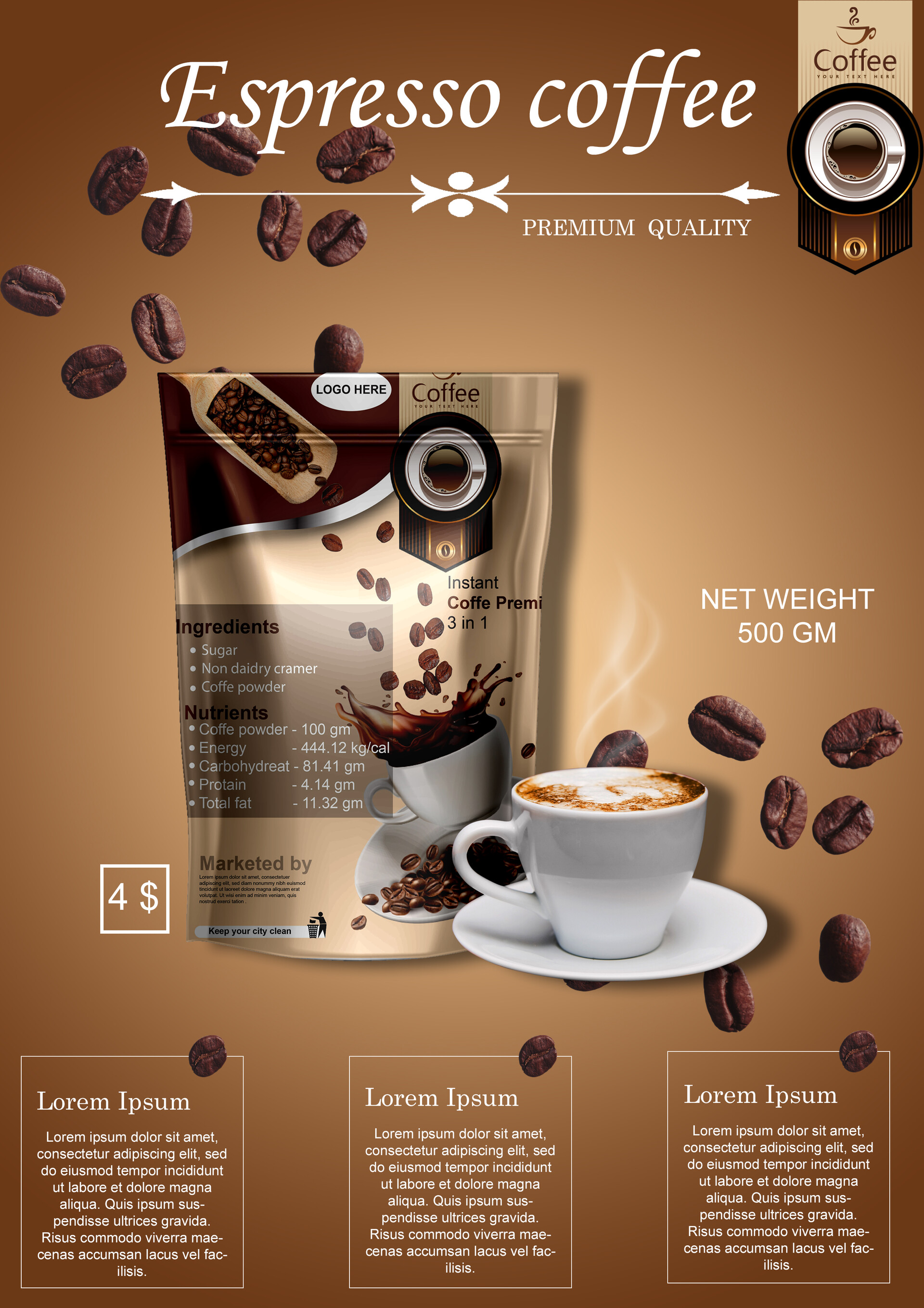 ArtStation Coffee Packet mockup and advertisement design