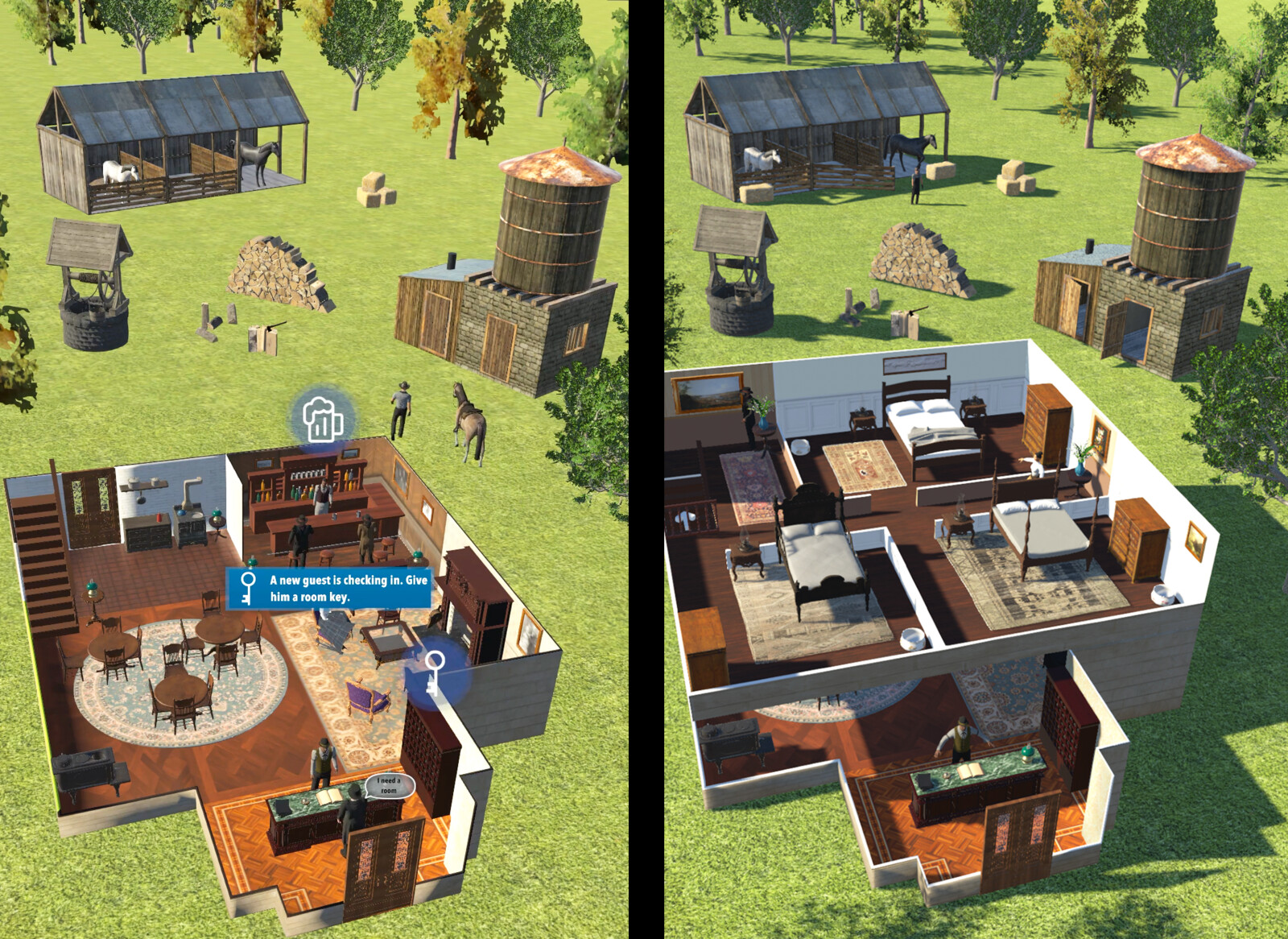 Here is the first and second floor, the change in shadows are due to the fact that throughout the game the sun actually rises and sets.