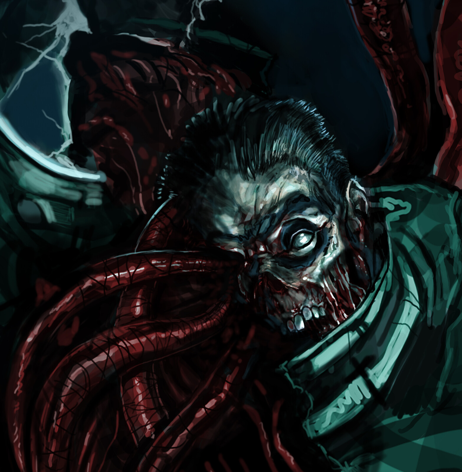 2 WIP closeups for a new sci-fi horror Painting that will be finished very soon!