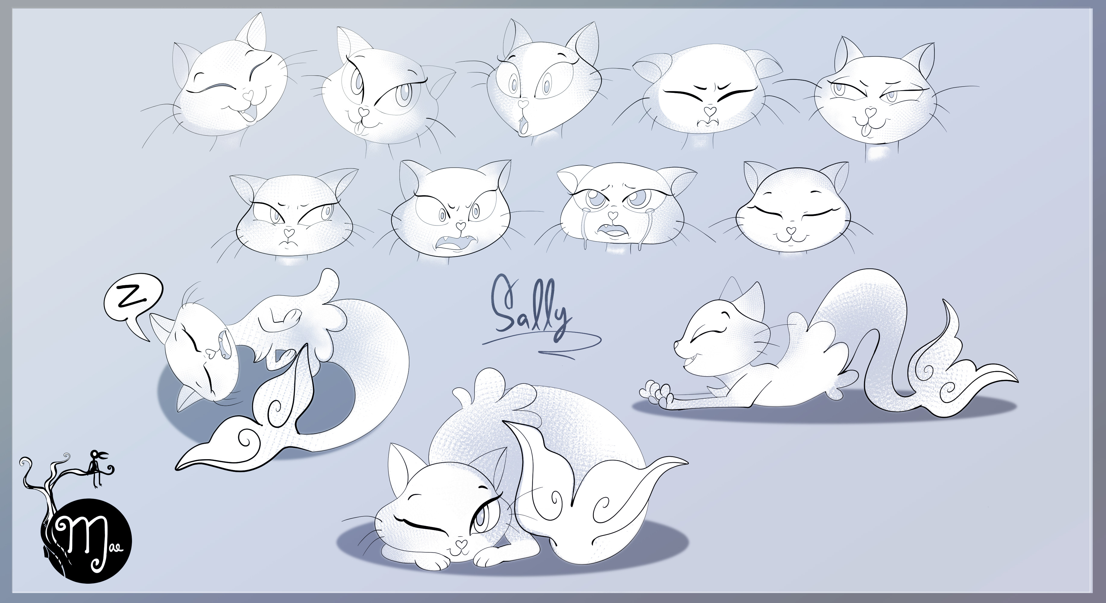 'Sally The Mermaid Cat' Expressions