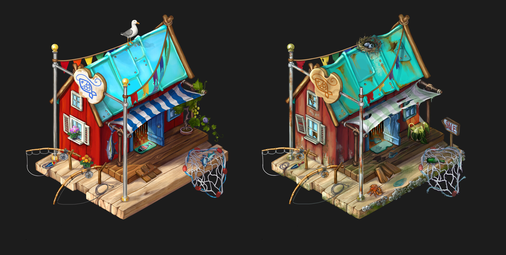 ArtStation Fisherman house before and after salary