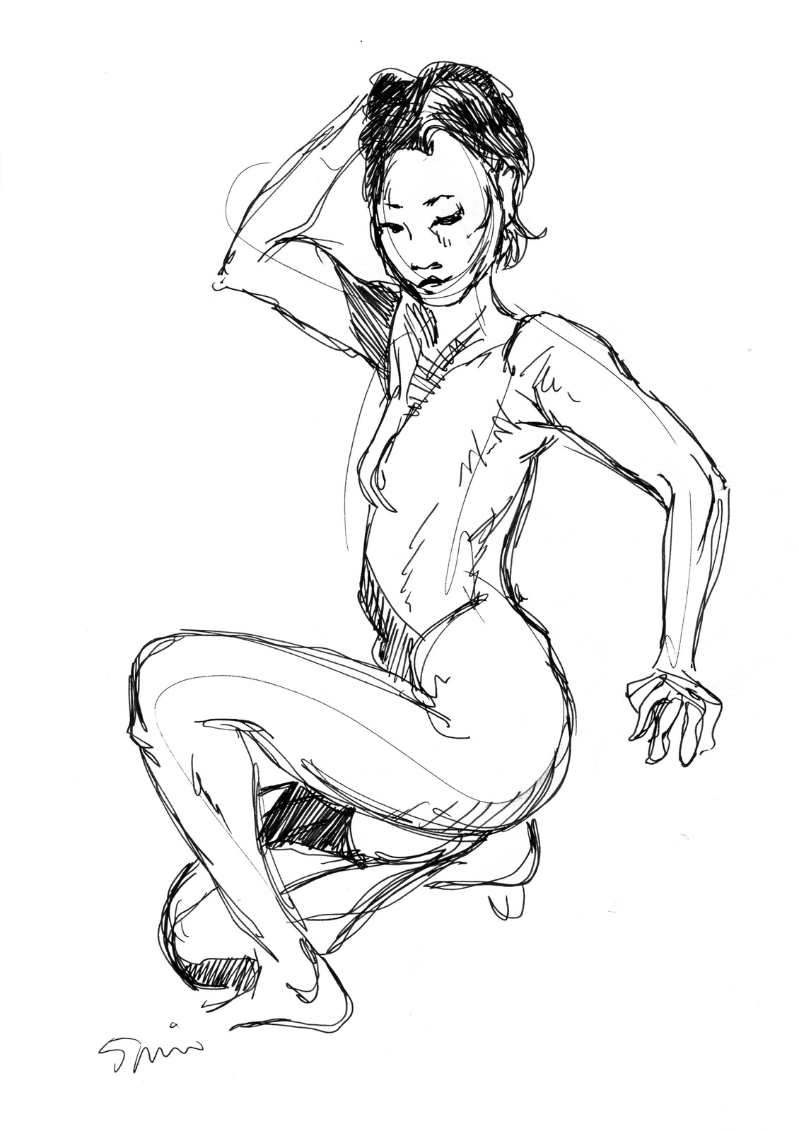 Quynh with fineliner.