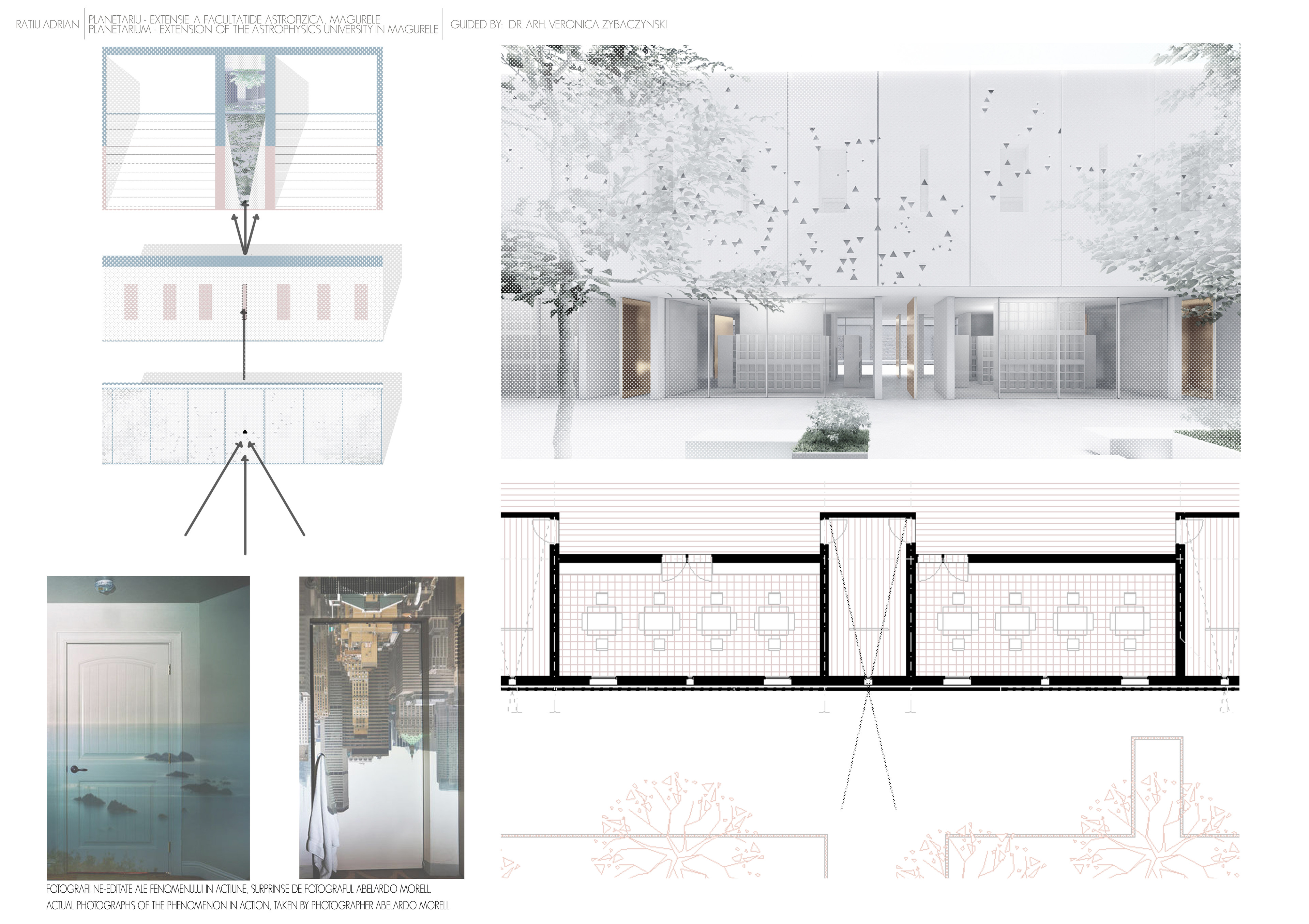 The mesh on the facade has carefully placed perforations that allow for certain visual phenomena to happen inside.