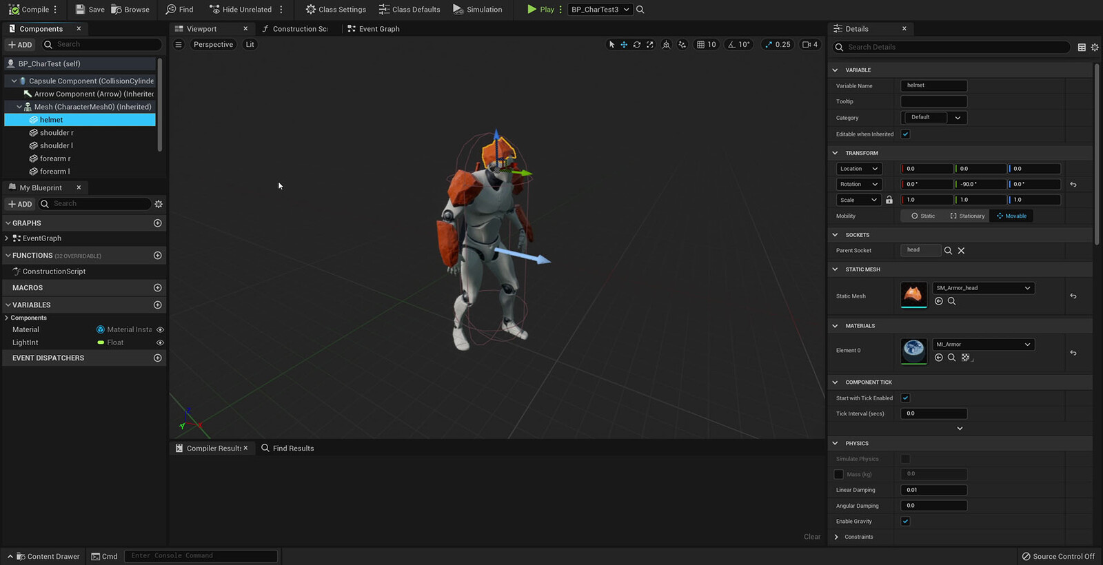 The augmented character example, good for adding armor, weapons and other accessories to a normal skeletal mesh.