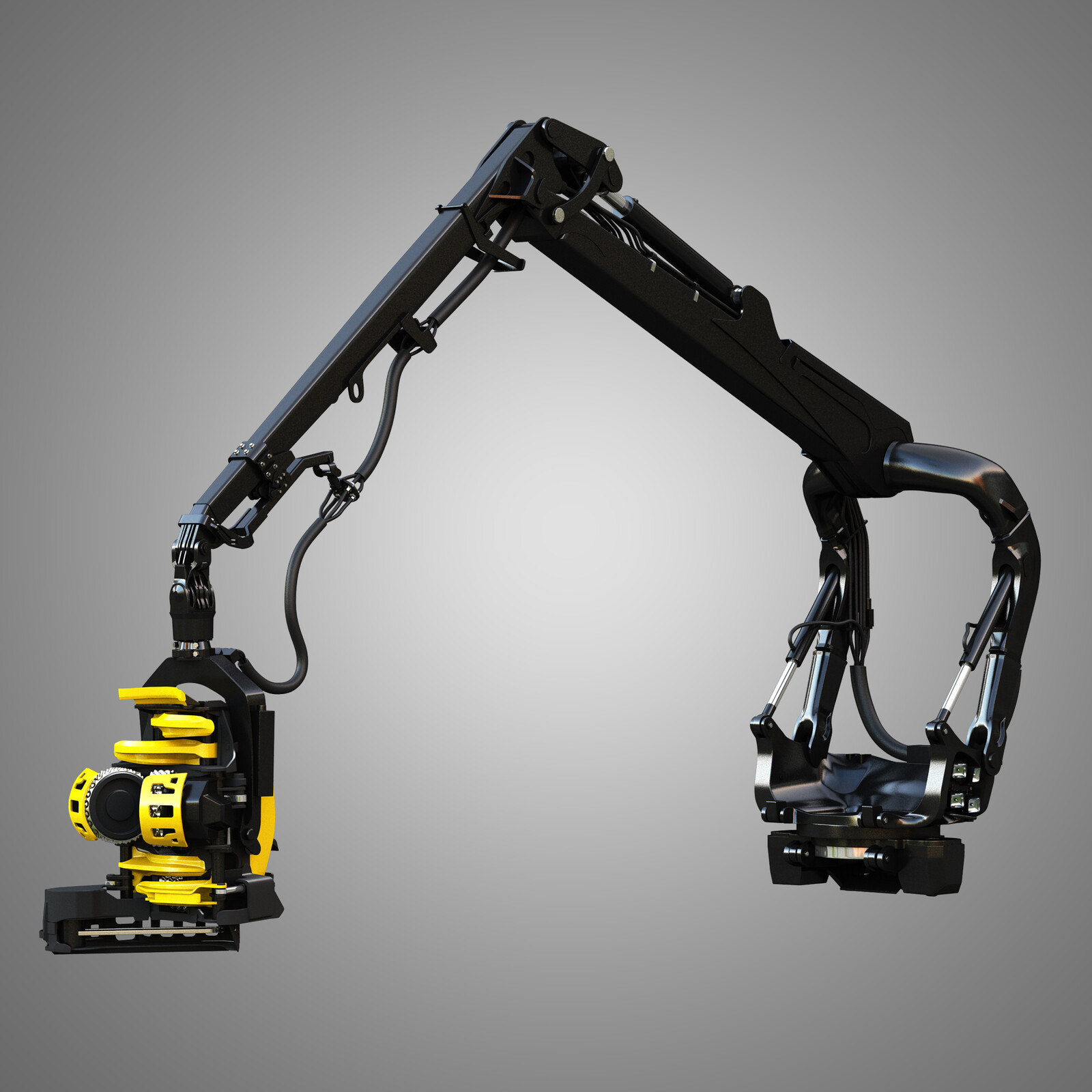 Forestry Crane with Harvester Head