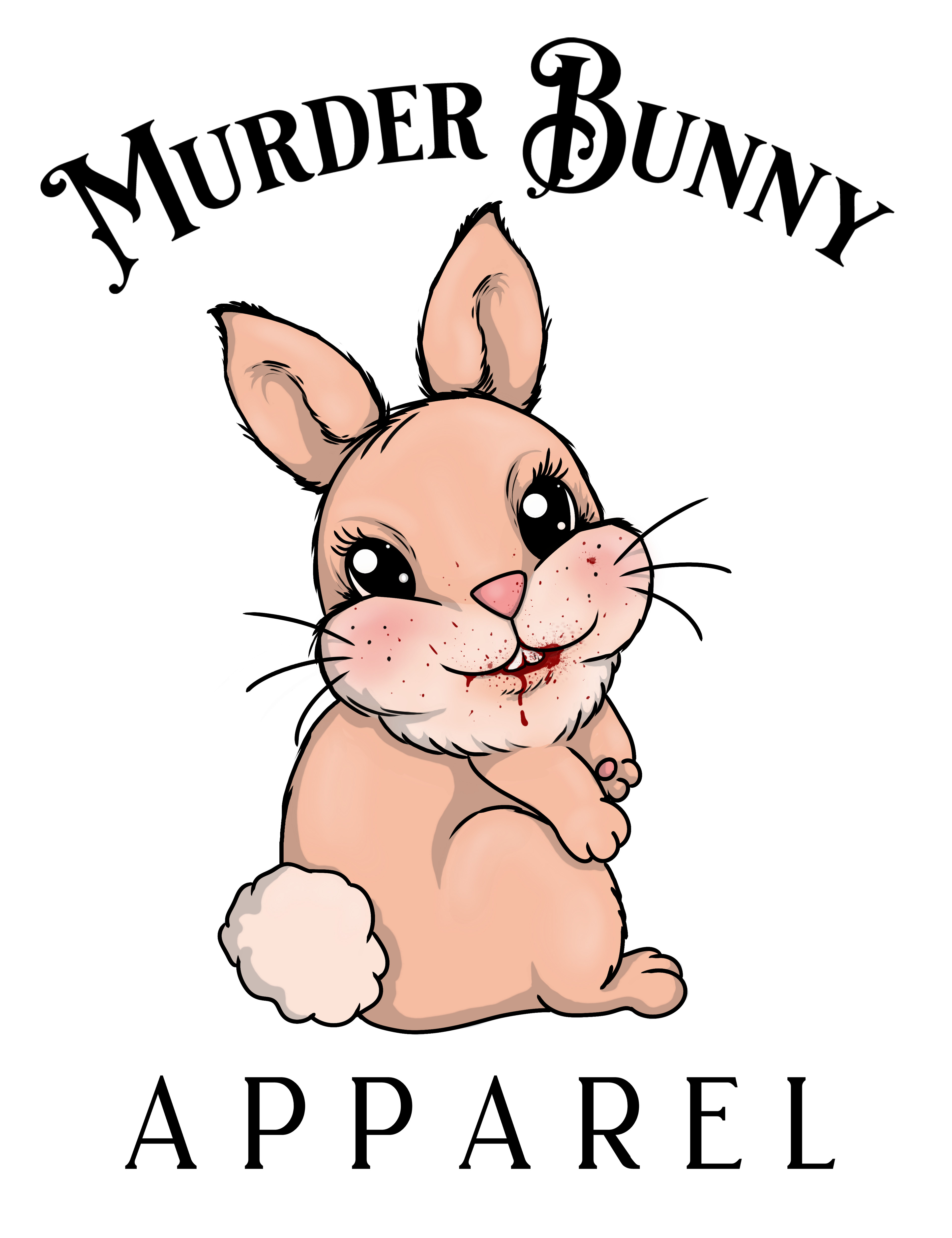 Murder Bunny Apparel logo. My wife and I created a Redbubble shop full of cute and horrible designs.  