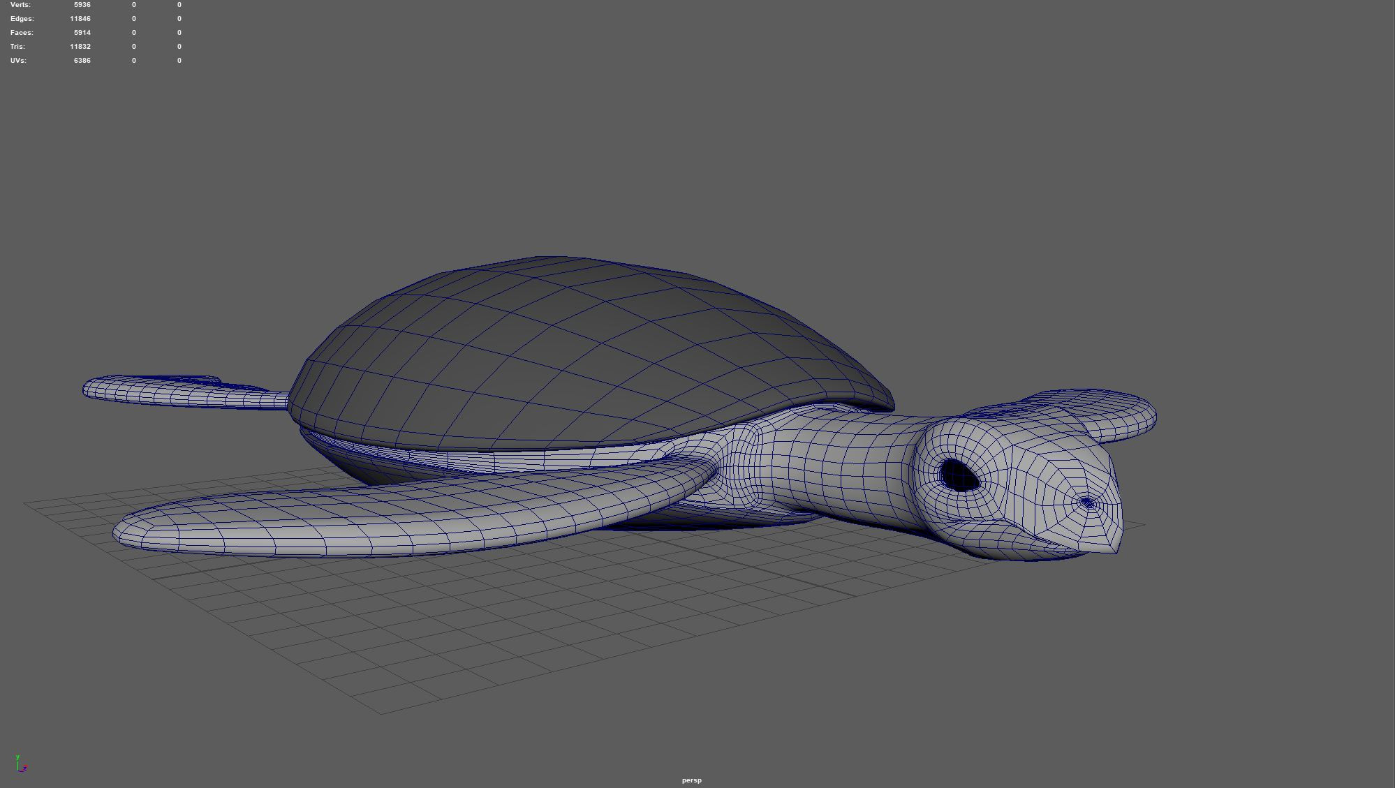 Sea Turtle Modeled and Rigged in Maya