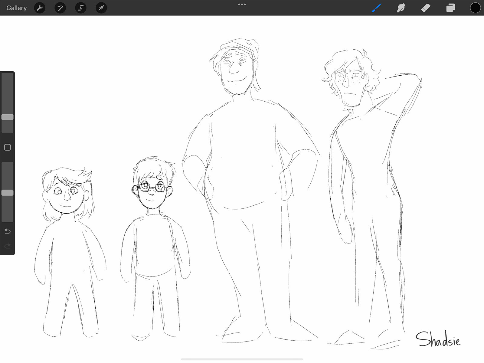 Sketch of character lineup