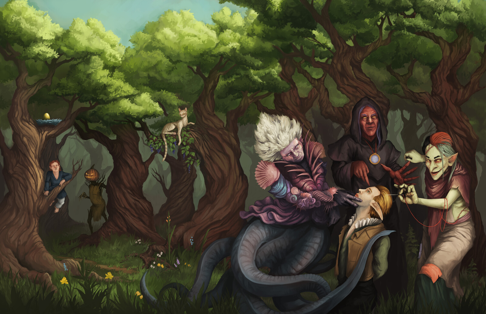 A full wrap cover (wrapping around the front, spine and back of the book) for Grasp of the Crooked Coven.