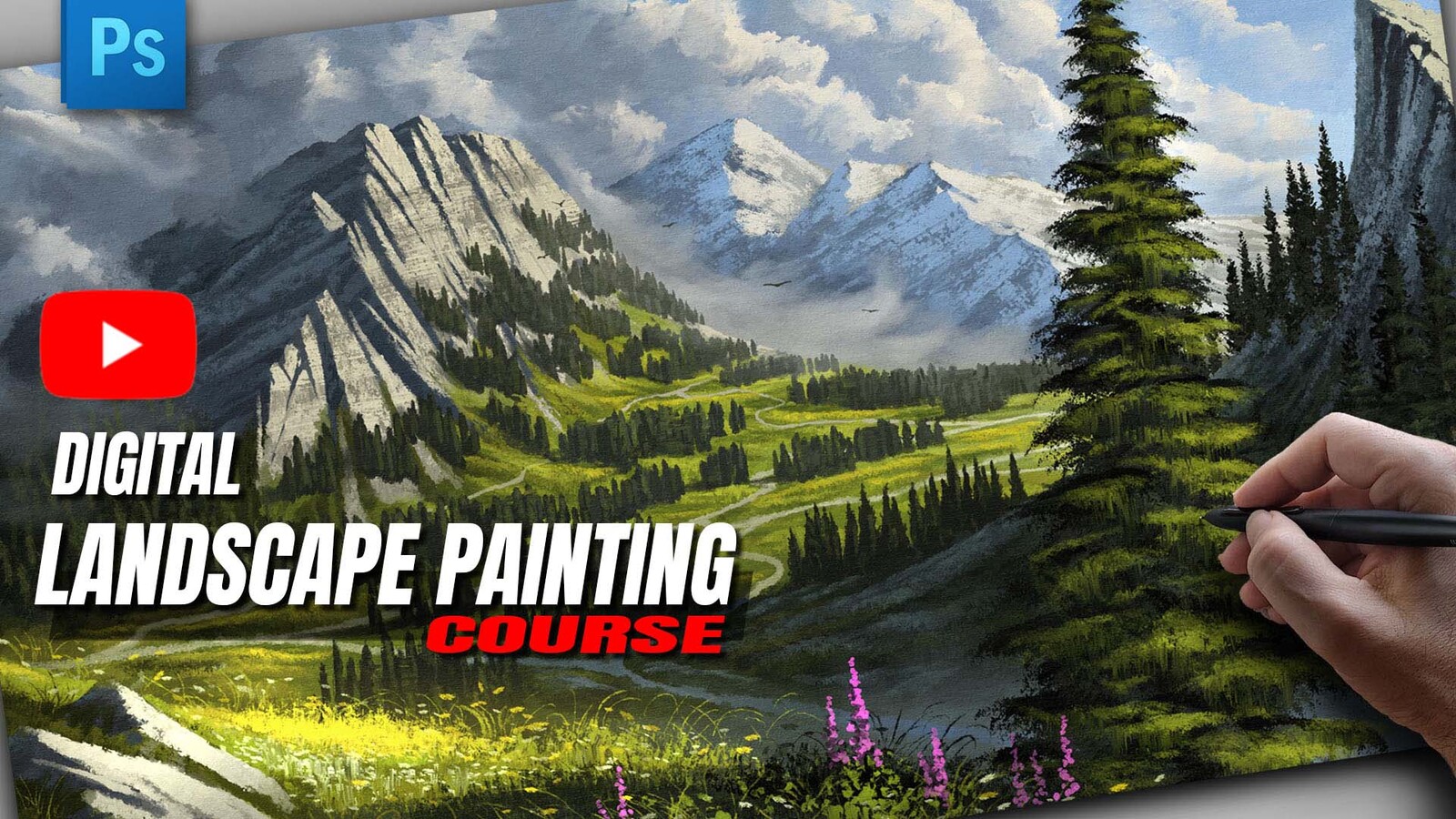 The Ultimate Digital Painting Course (Tutorial) - How to Paint Landscapes (time-lapse)