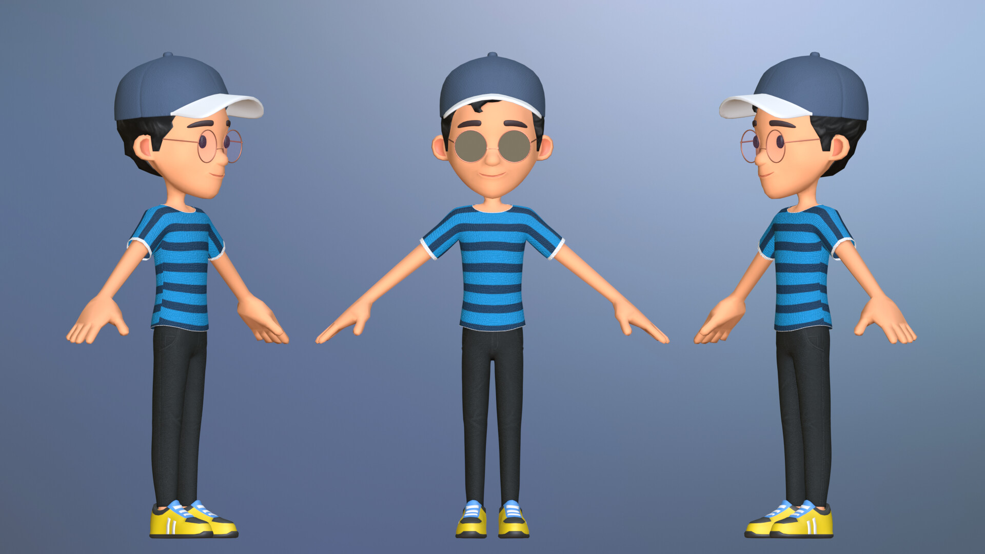 ArtStation - James Cartoon Boy Character Low-poly 3D model