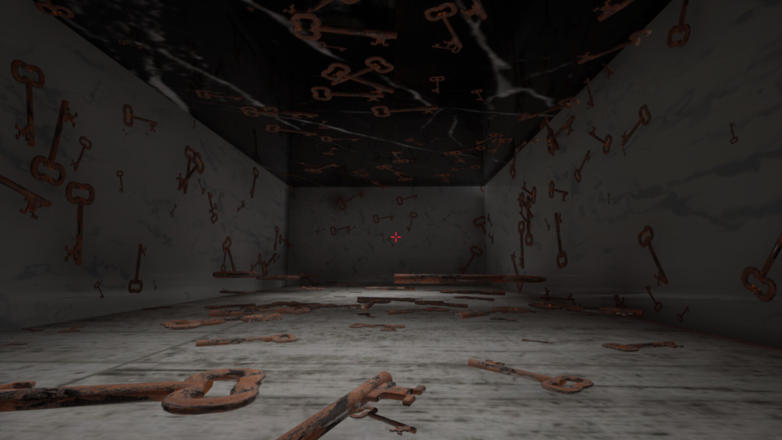 The heavenly hallway leads to a torn apart room, scary and you can't quite tell where the real key is