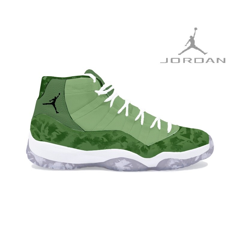 green and white 11 jordans