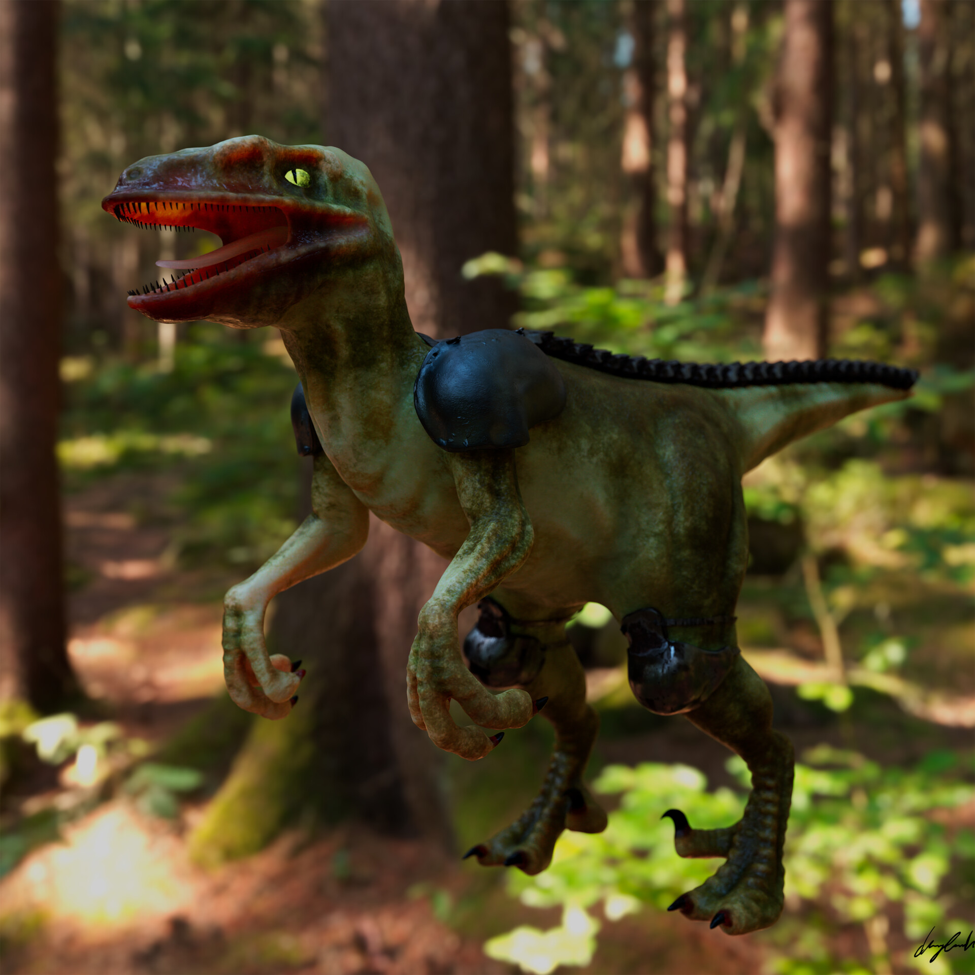 ArtStation - AN ARMORED VELOCIRAPTOR
