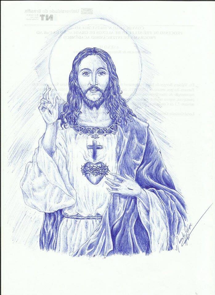 Abstract face of jesus hand drawn sketch religion Vector Image