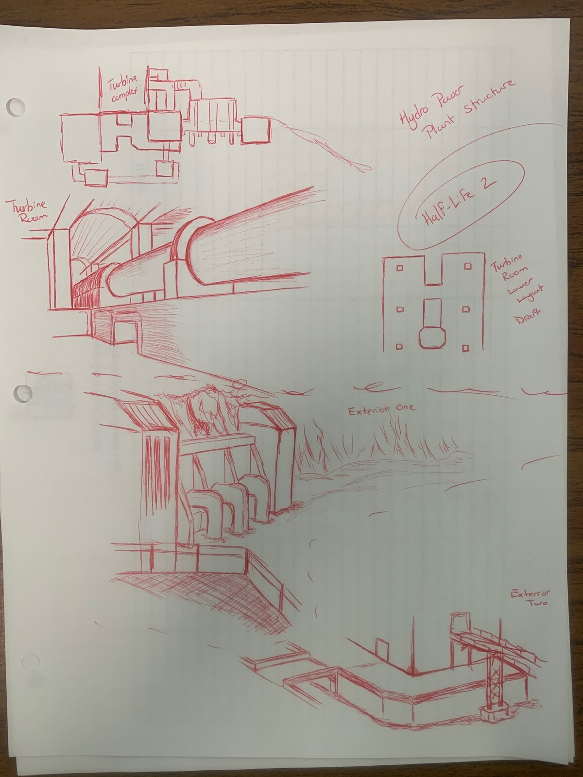 Small Layout and environment concepts. These were done prior to drafting a final layout or any engine work to get an idea about some of the spaces.