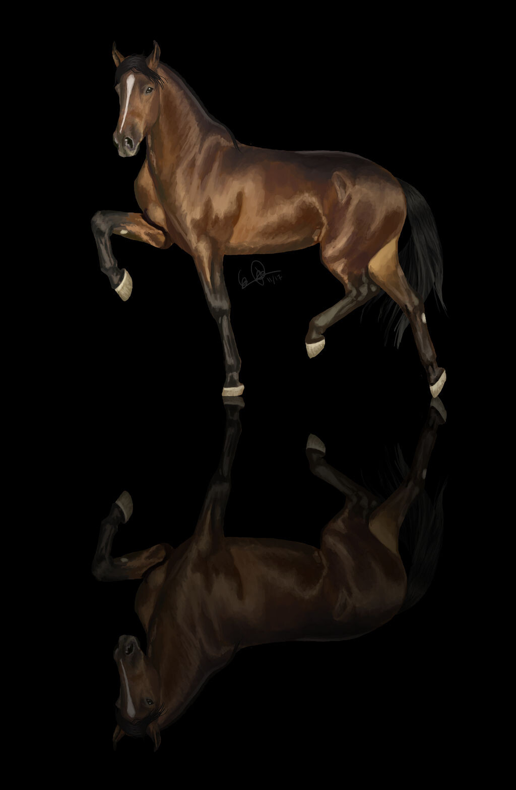 ArtStation Bay horse stepping