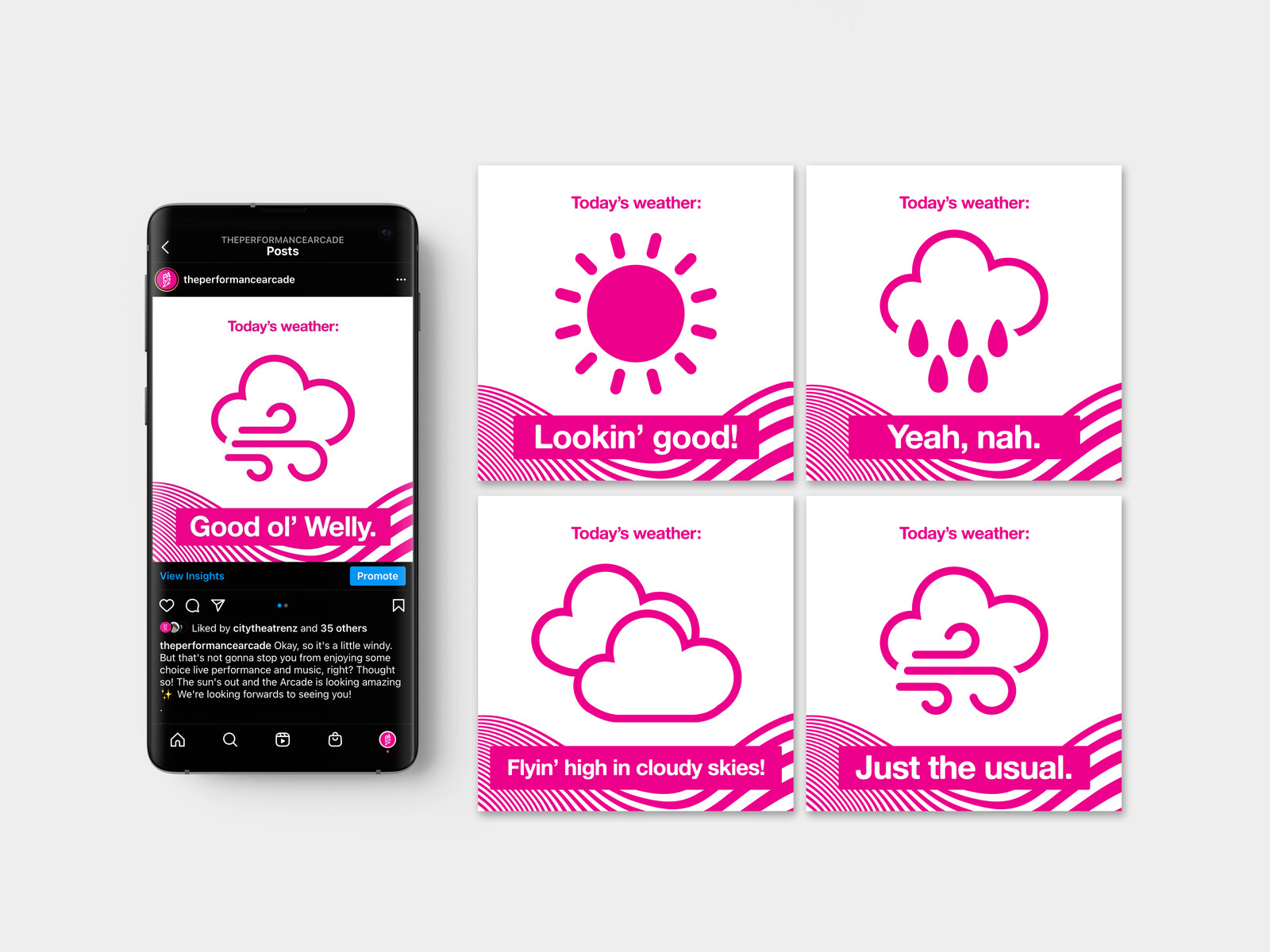 ID: Instagram weather tiles for daily updates on the forecast and if it effected the availability of the festival.
