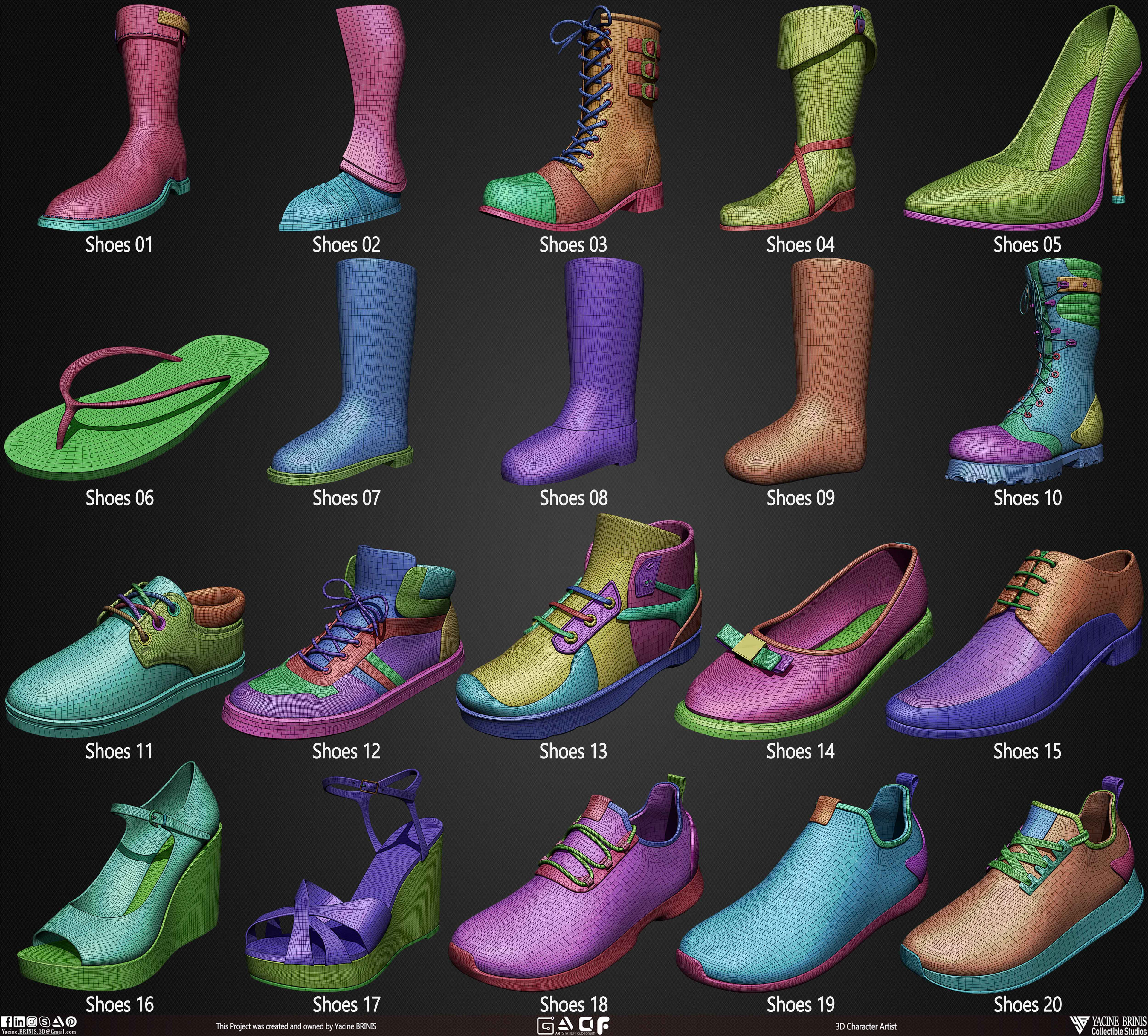 20 Shoes Pack sculpted By Yacine BRINIS Vol 03 Set 007