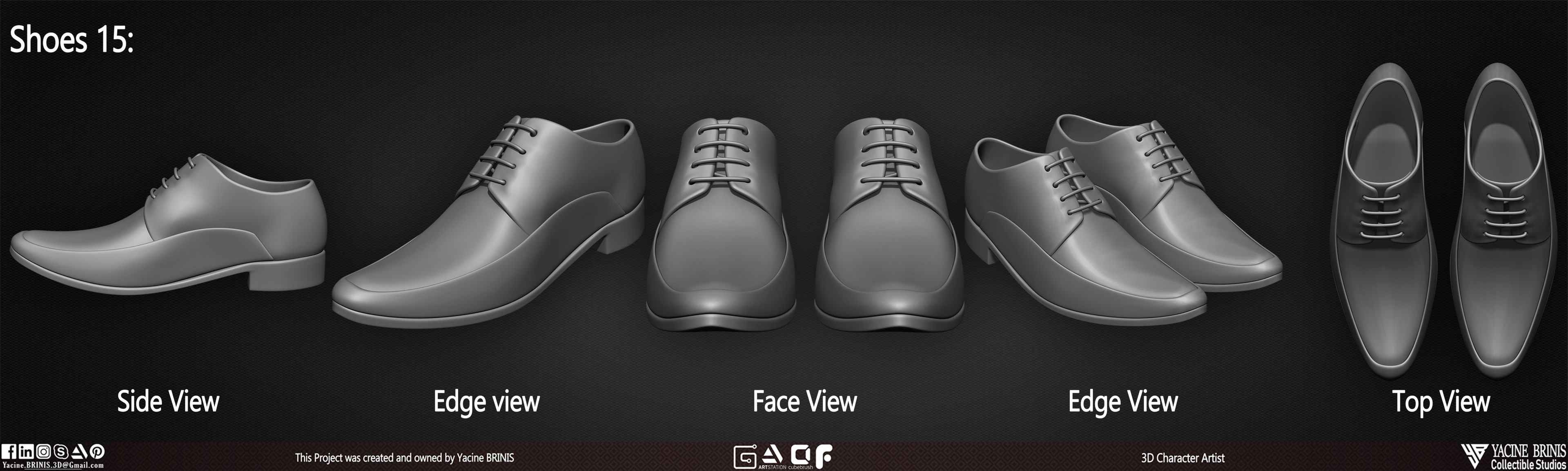 20 Shoes Pack sculpted By Yacine BRINIS Vol 03 Set 032