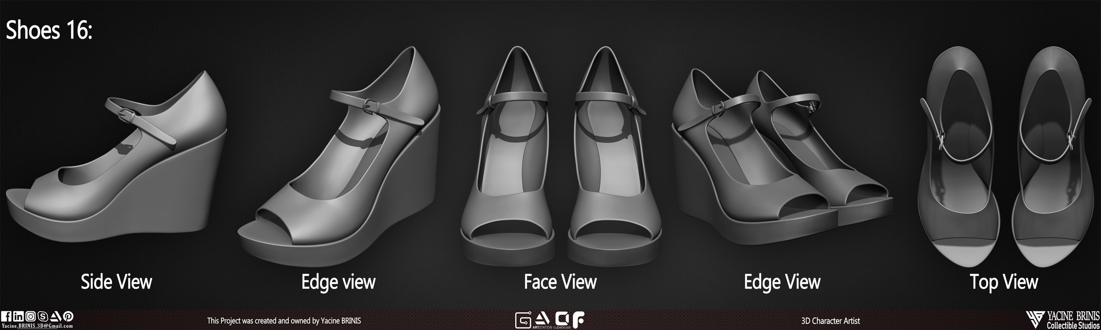 20 Shoes Pack sculpted By Yacine BRINIS Vol 03 Set 033