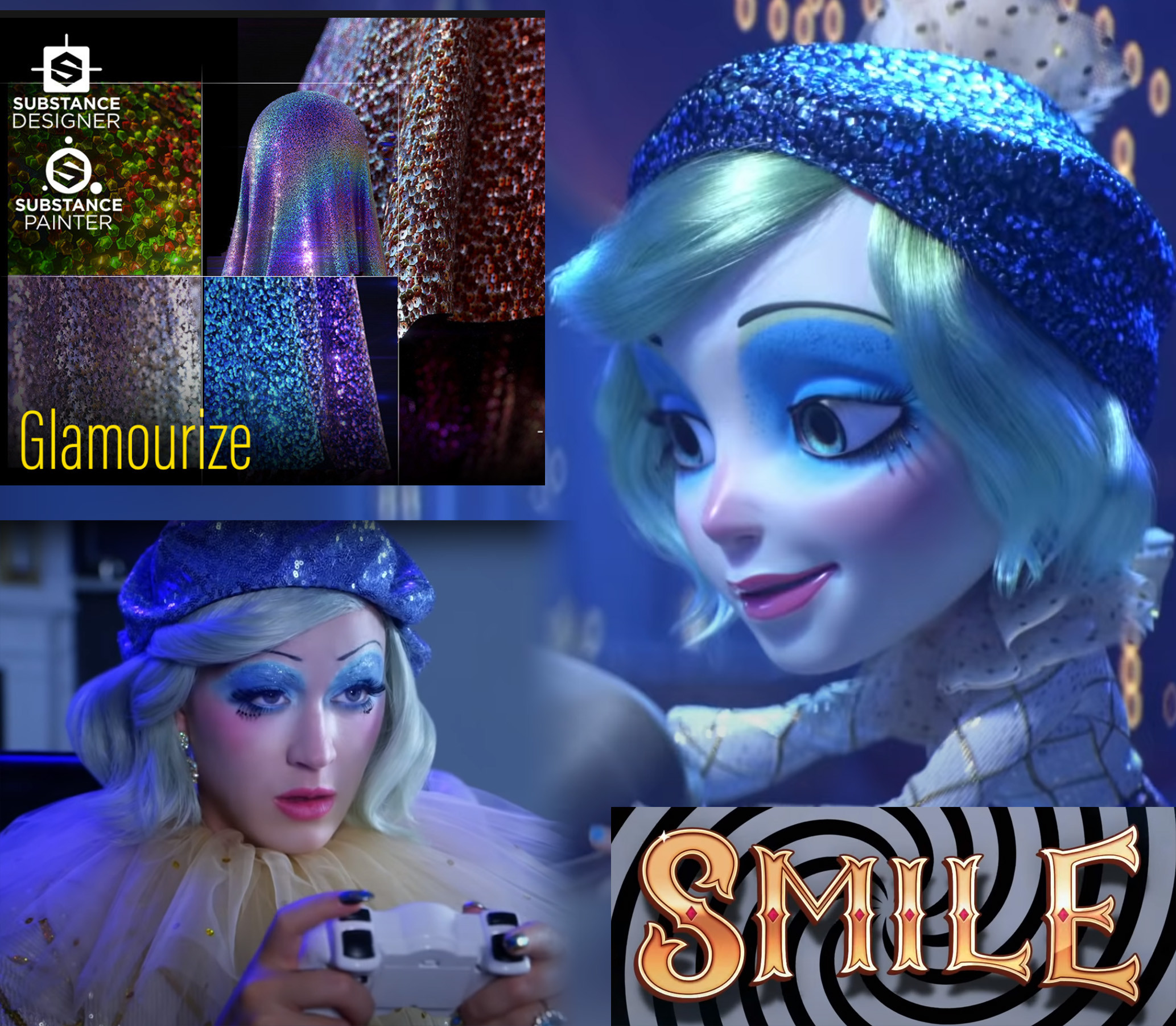 That same Material was used at Katy Perry Music Video - Smile. Her hat is using the Glamourize material :)