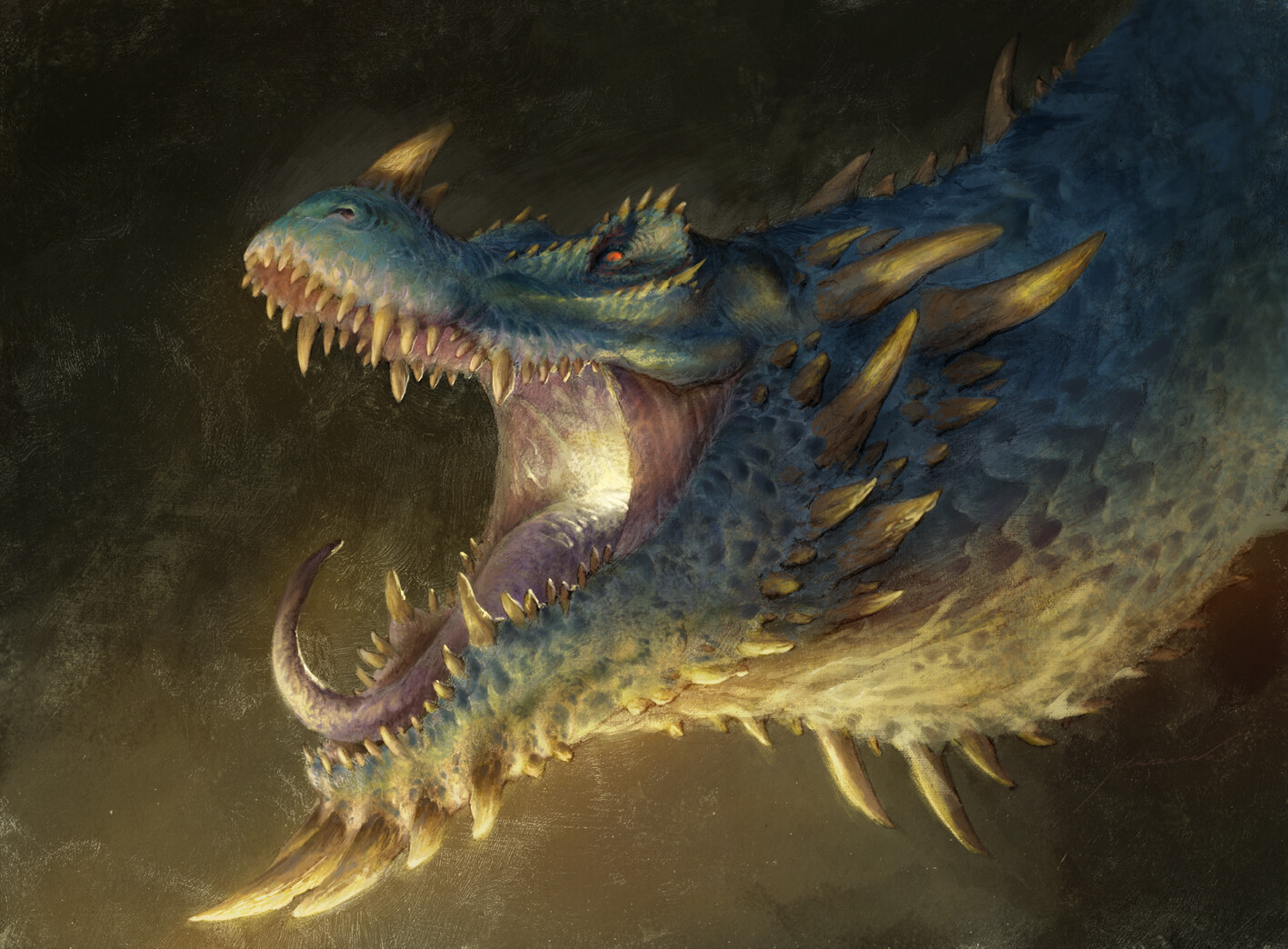 Blue dragon. Pencil on paper and finally I painted it with Photoshop