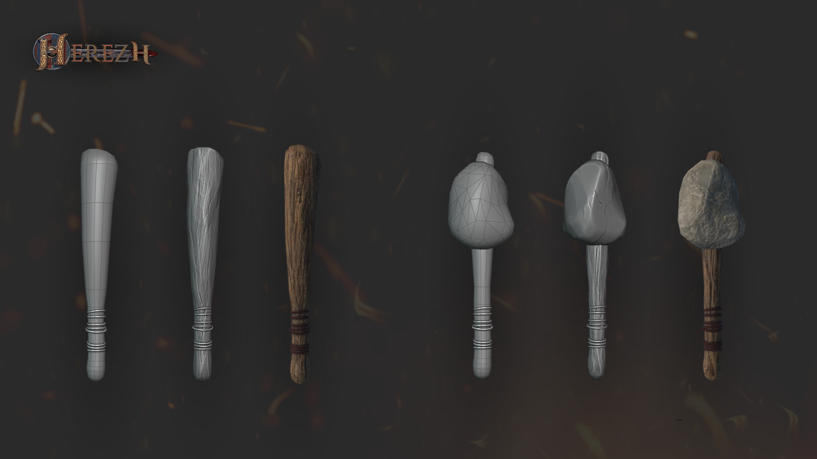 Wooden club - 938 tris
Stone club - 1.126 tris