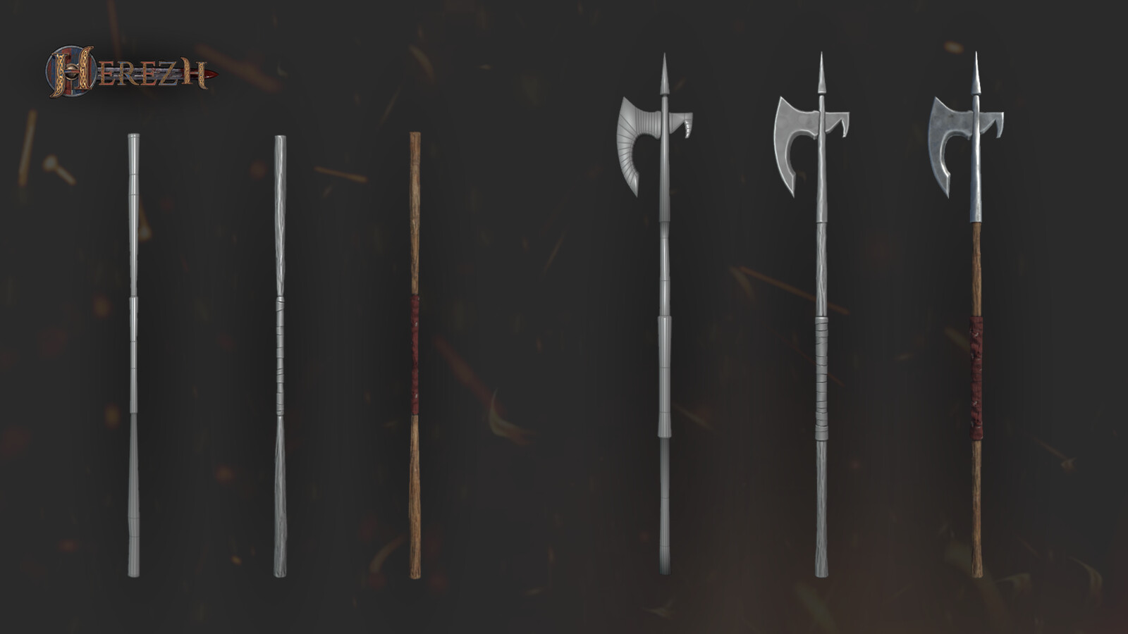 Quarterstaff - 380 tris
Halberd - 1.009 tris