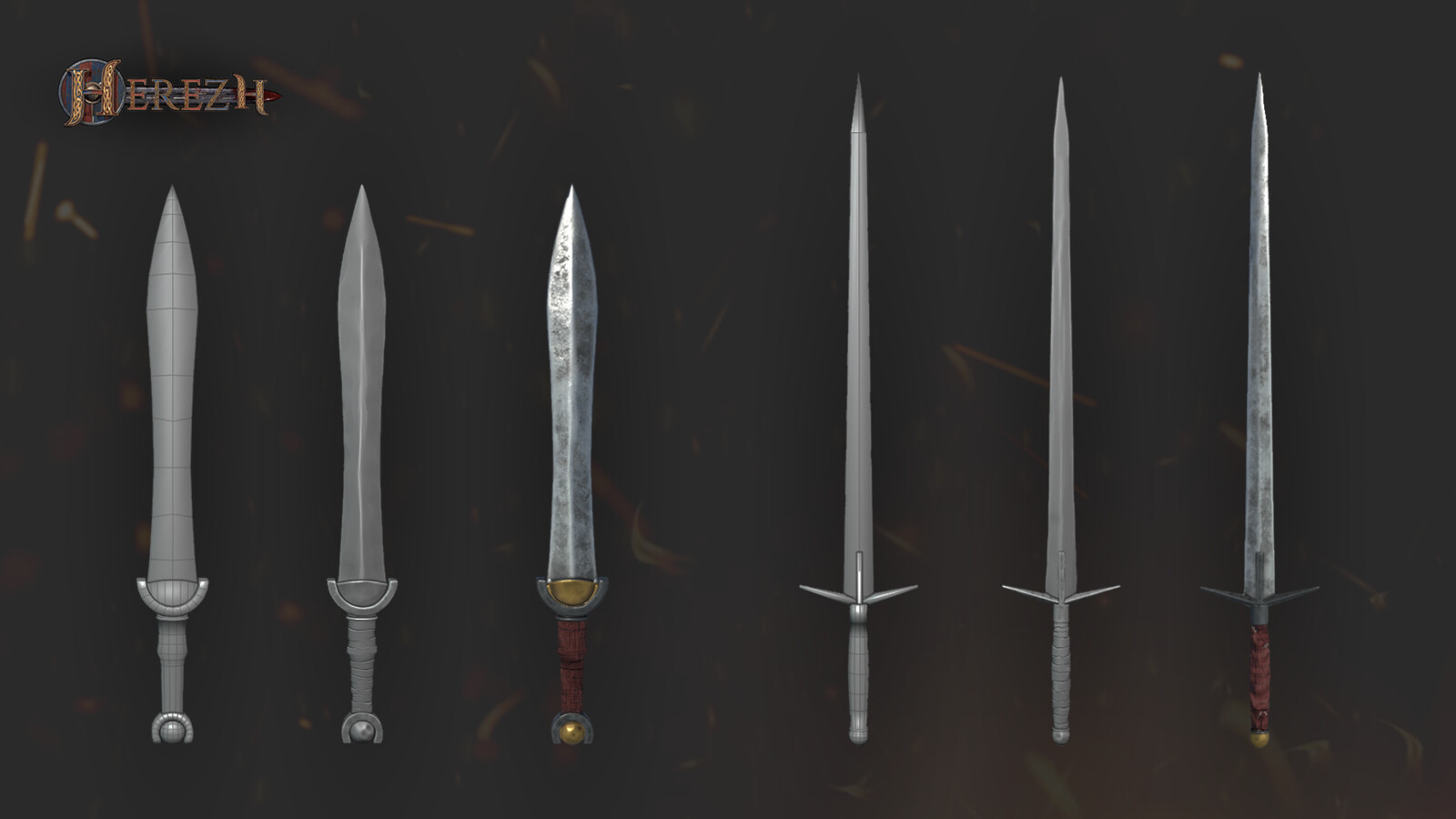 One-handed sword - 1.040 tris
Two-handed sword - 604 tris