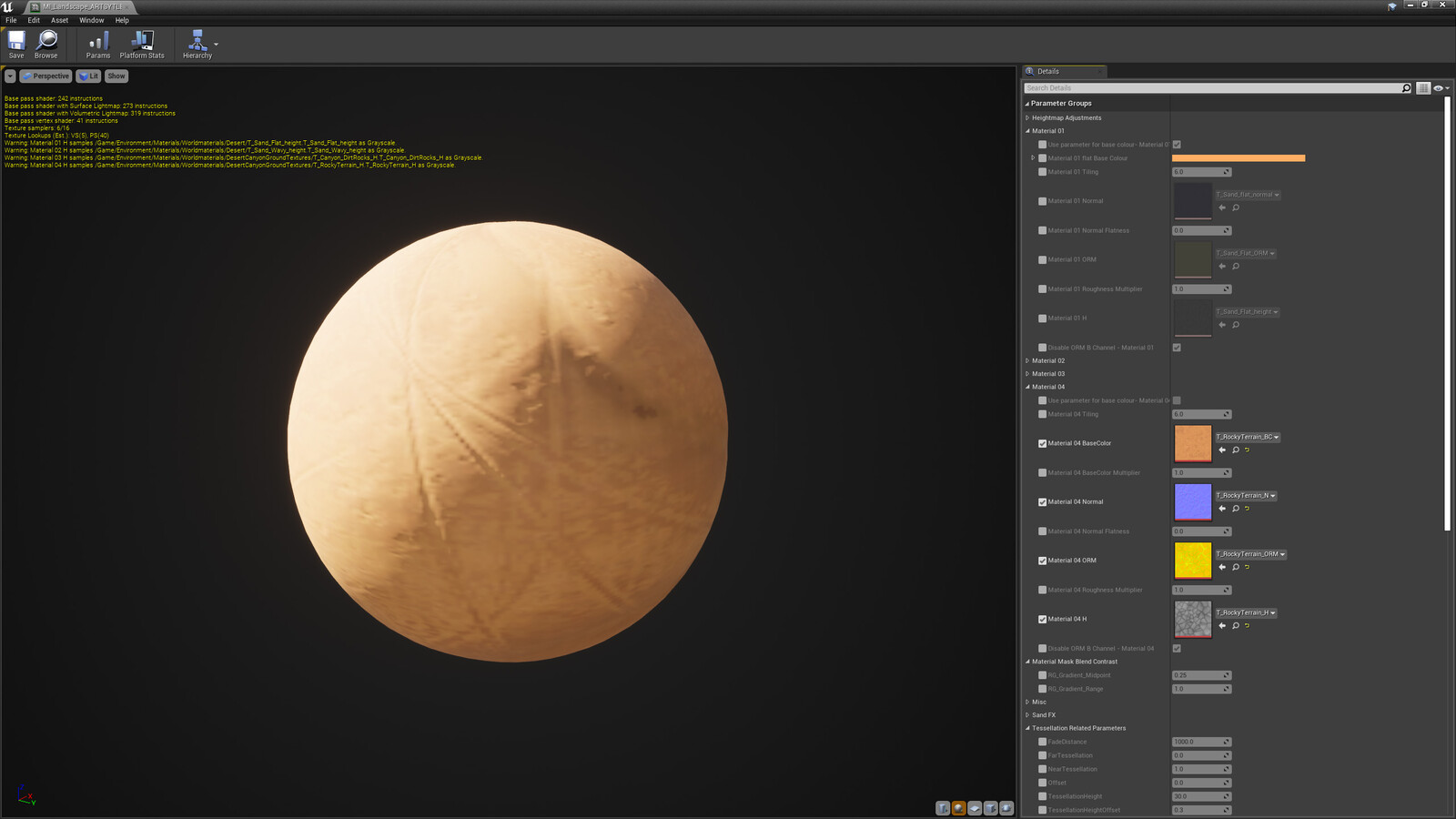 Showcasing some of the material instance parameters on the shader.
