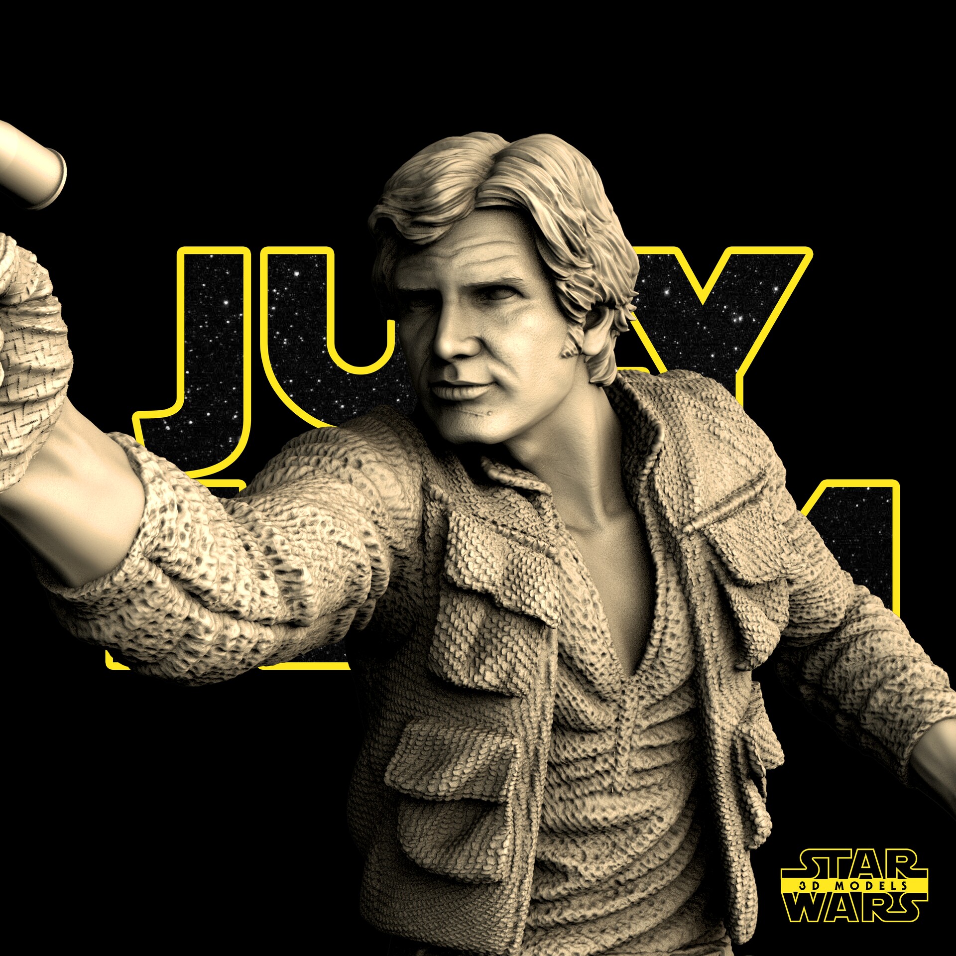 Star Wars 3D Models - Han Solo Sculpture Fan Art for 3D printing