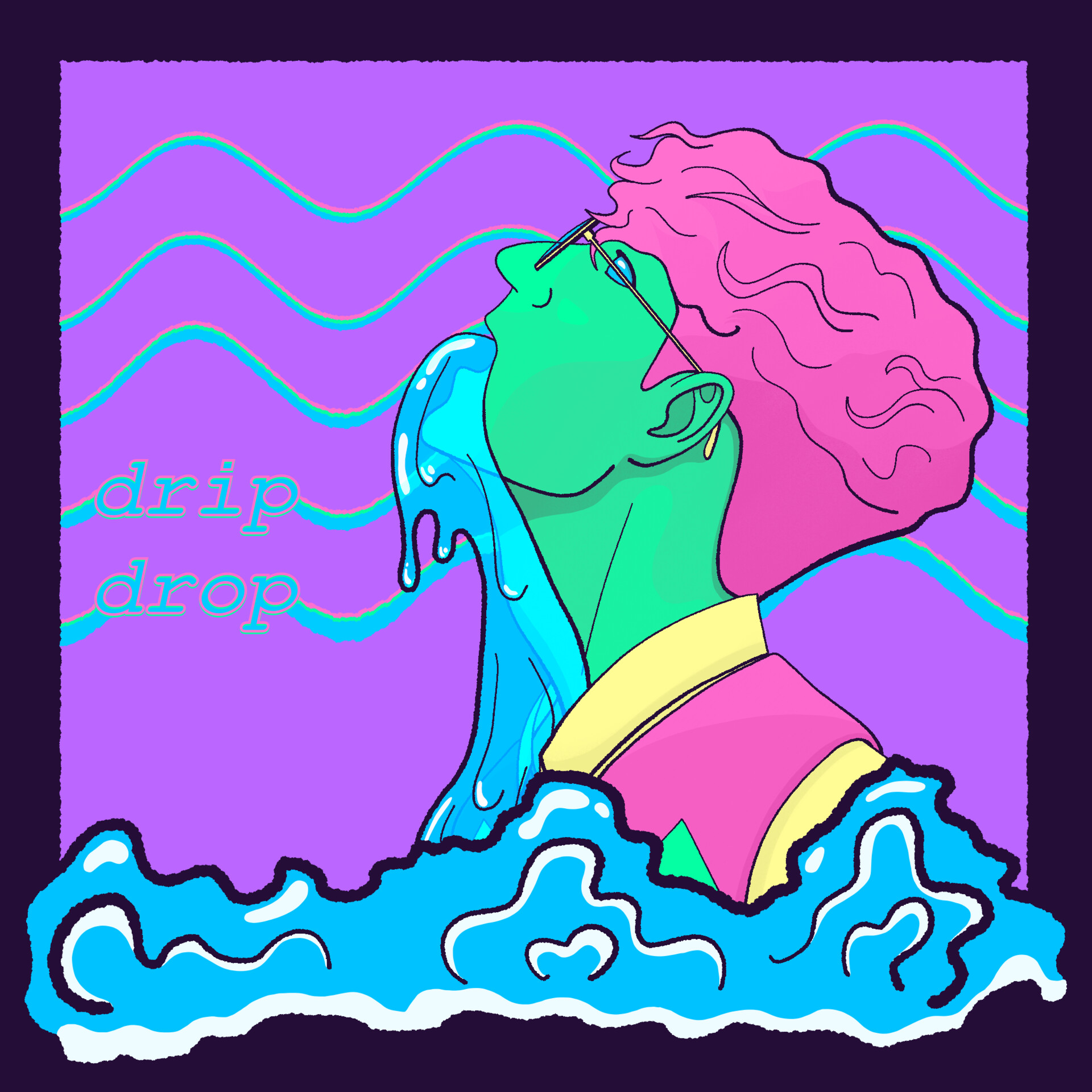ArtStation - Glass Animals - waterfalls coming out your mouth - Fanart