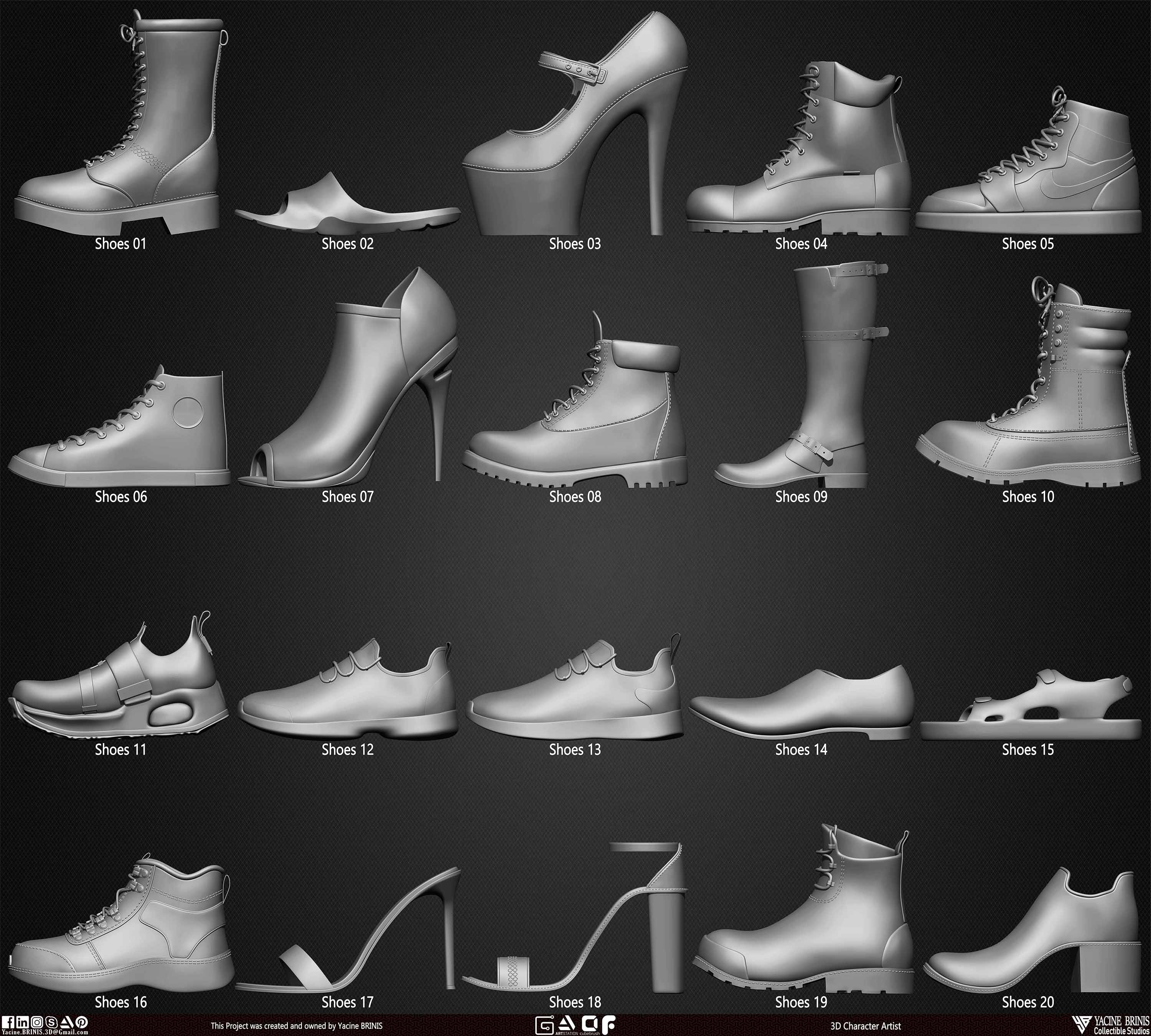 Pack of 20 Shoes Volume 04 sculpted By Yacine BRINIS Set 01