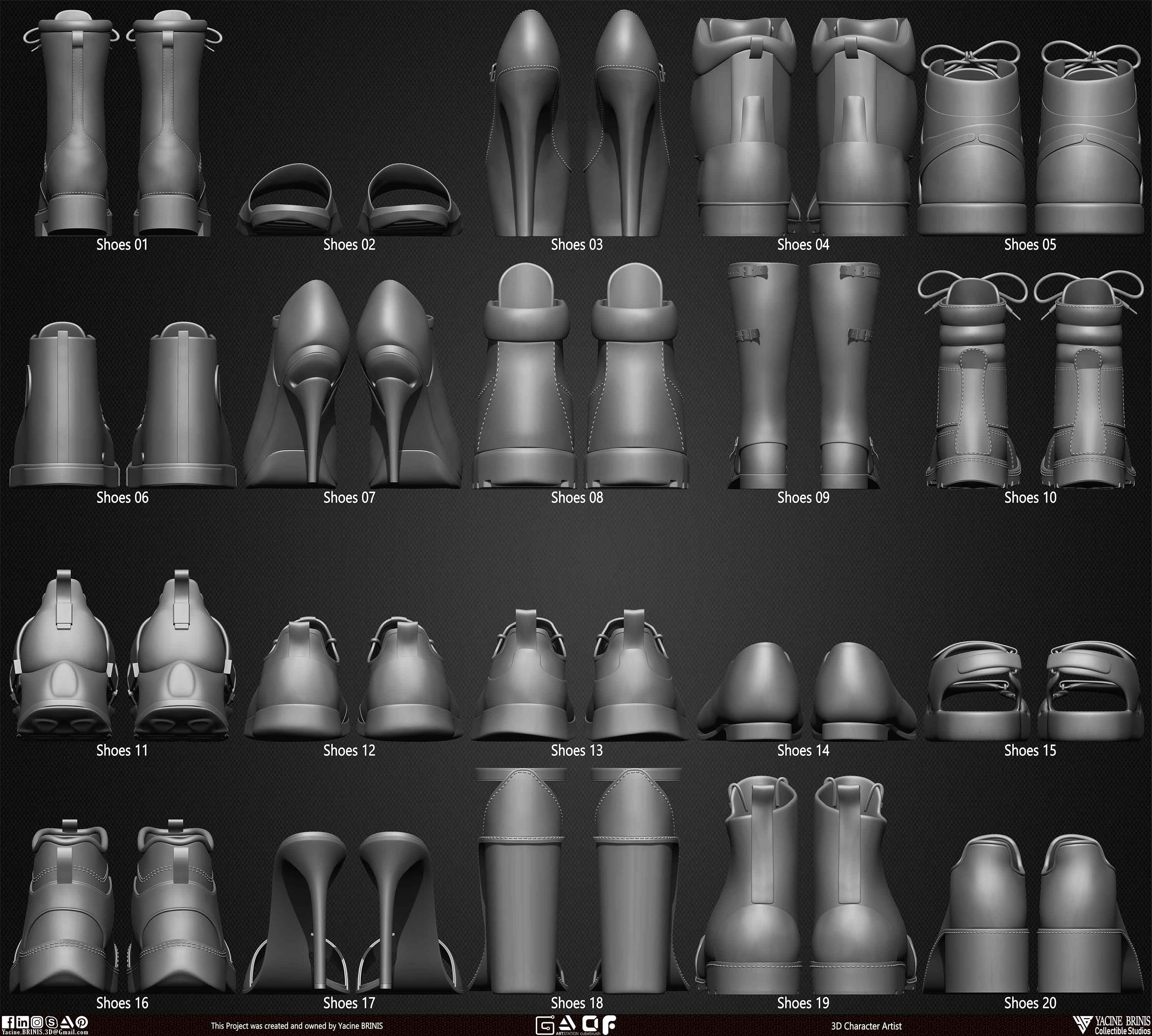 Pack of 20 Shoes Volume 04 sculpted By Yacine BRINIS Set 09