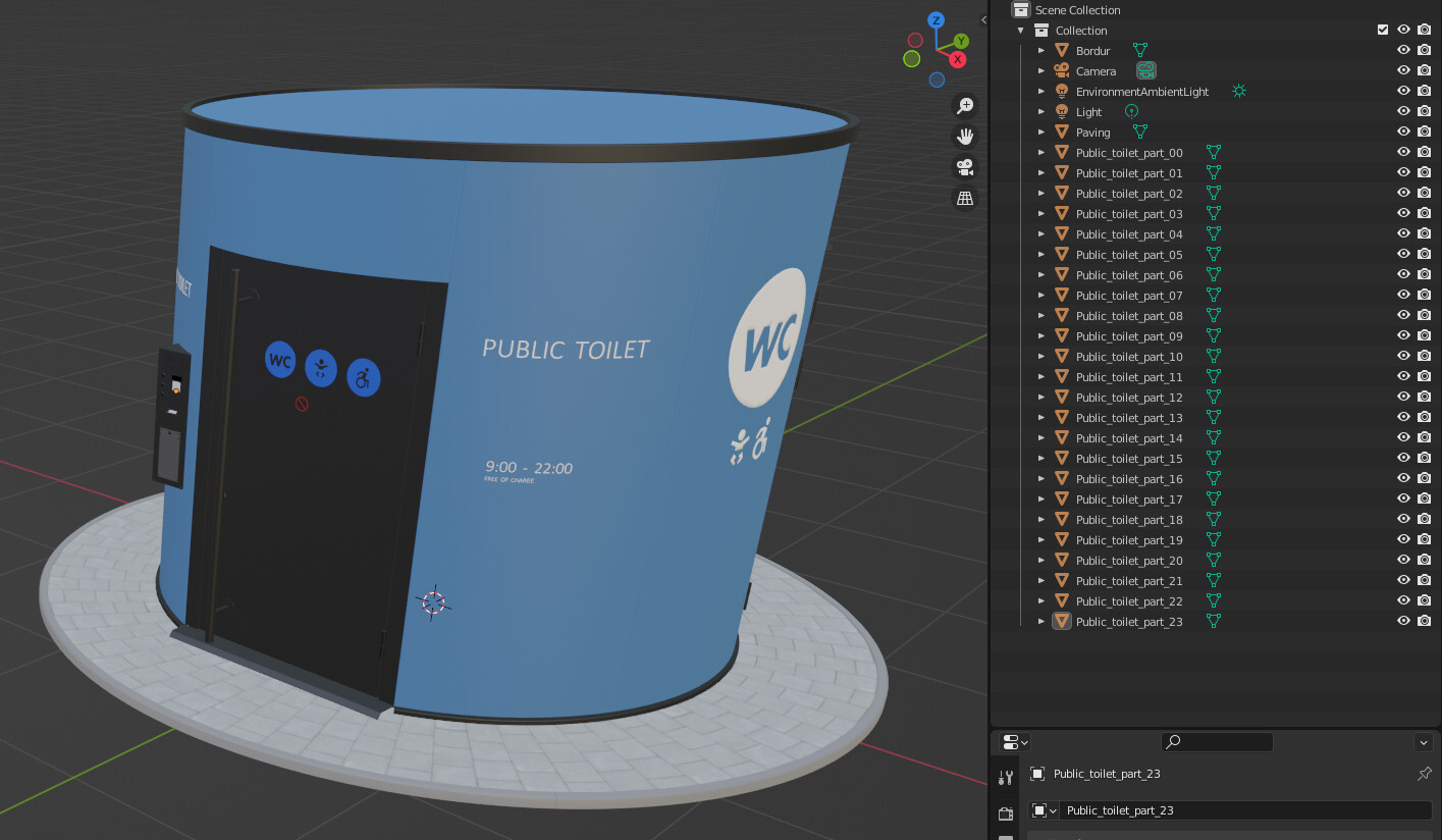 Model: Before I joined meshes and prepped materials for painting. That's what the requested DAE conversion to Blender resulted in.