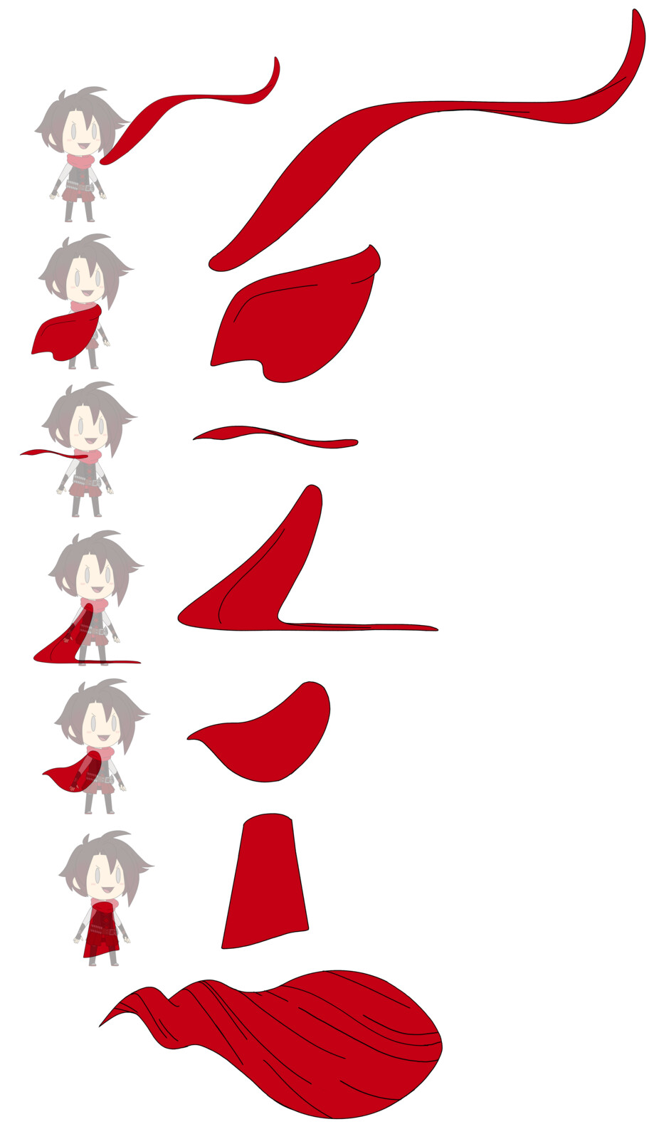 key pose reference of Ruby's cape