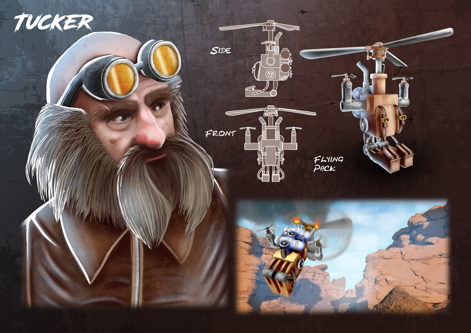 Digital Painting of the pilot and his vehicle