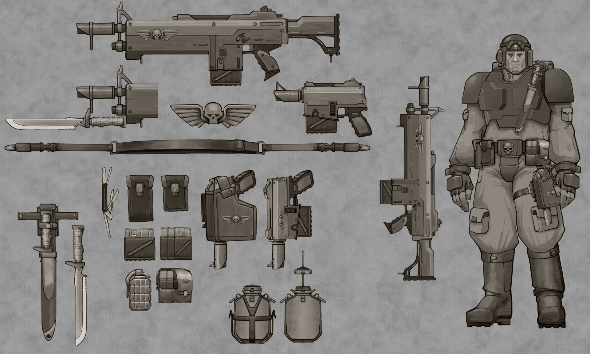 Imperial Guardsman equipment concept. 