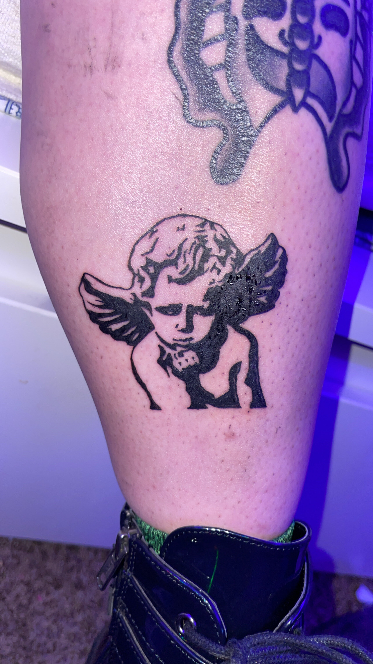 Black and White Flower Arm Angel Tattoo Sticker Wings Personality Fashion  Fallen Angel Arm Tattoo Sticker Waterproof Tattoo - AliExpress