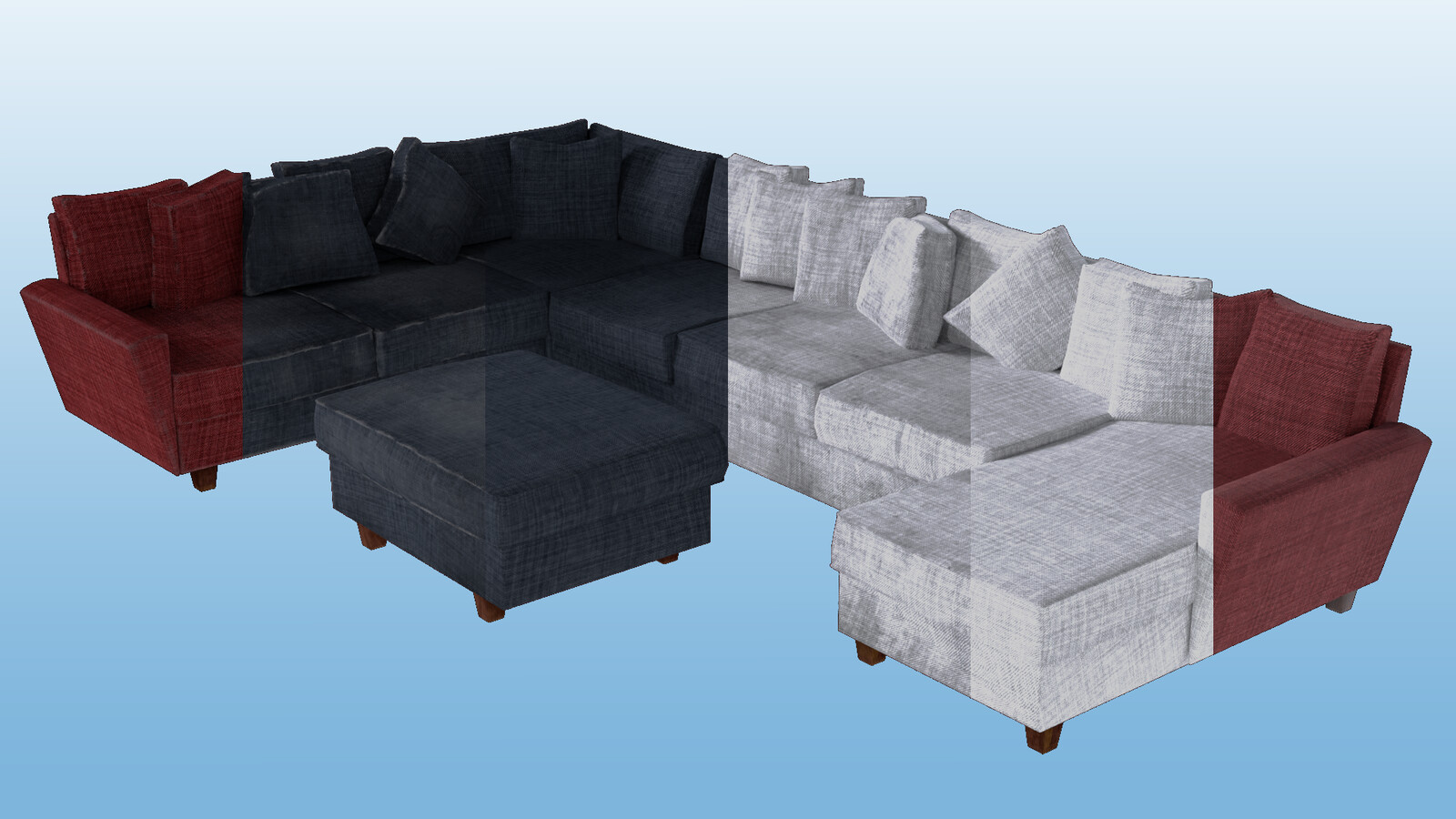 My newest creation, Modular modern low poly couch with sevral material options!