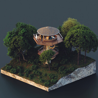 Tree House - Isometric 3D Art