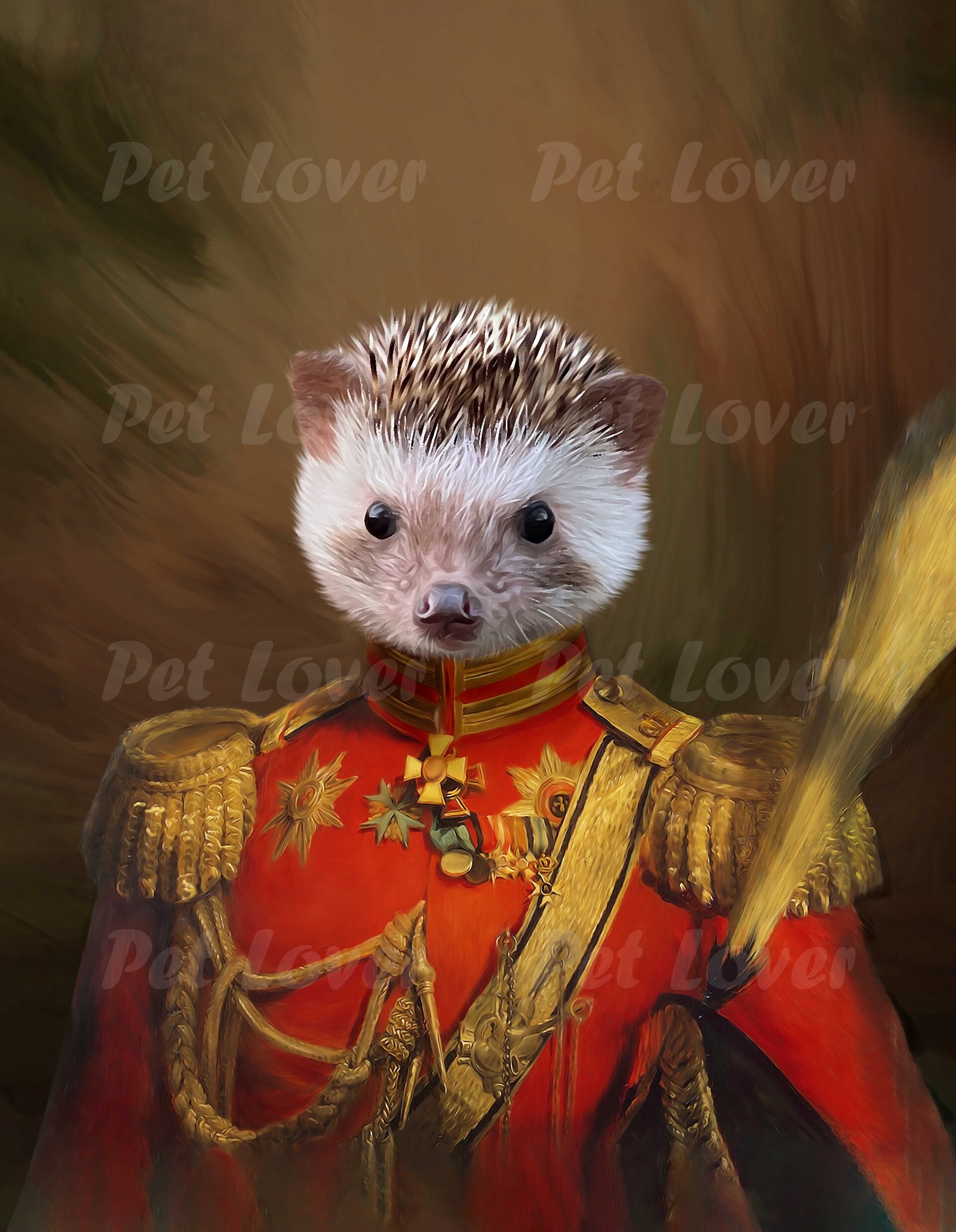 ArtStation hedgehog soldier royal pet portrait template