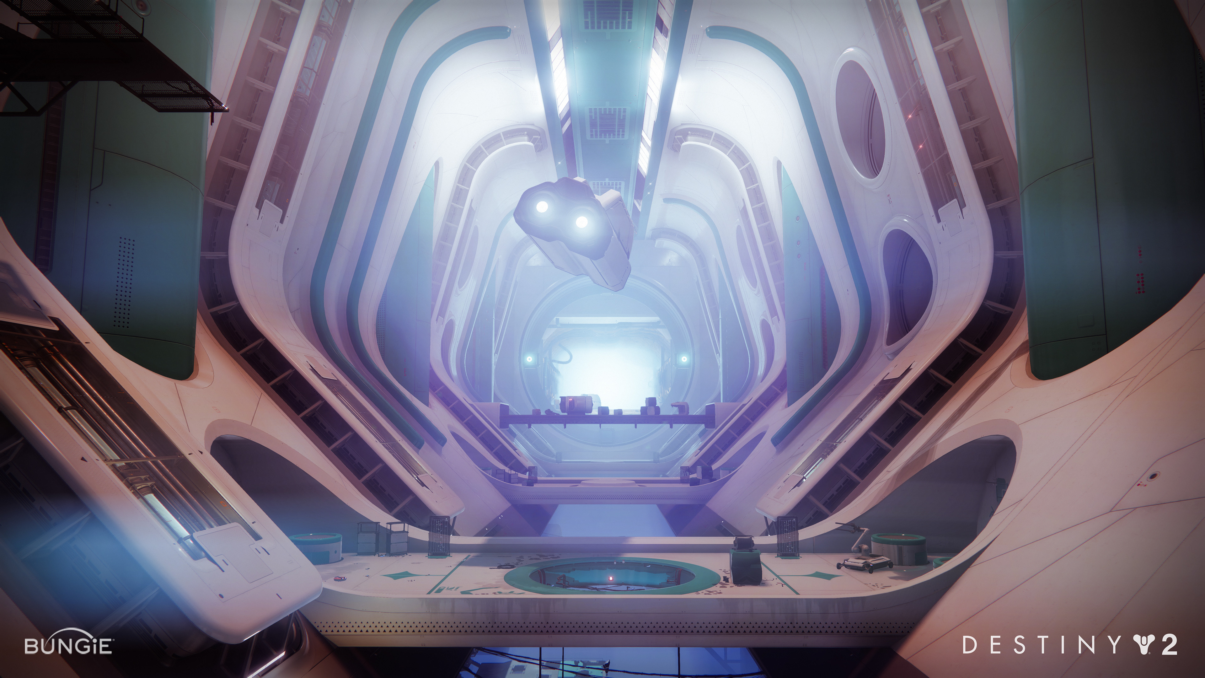 Exo transport ships flying through grand hall