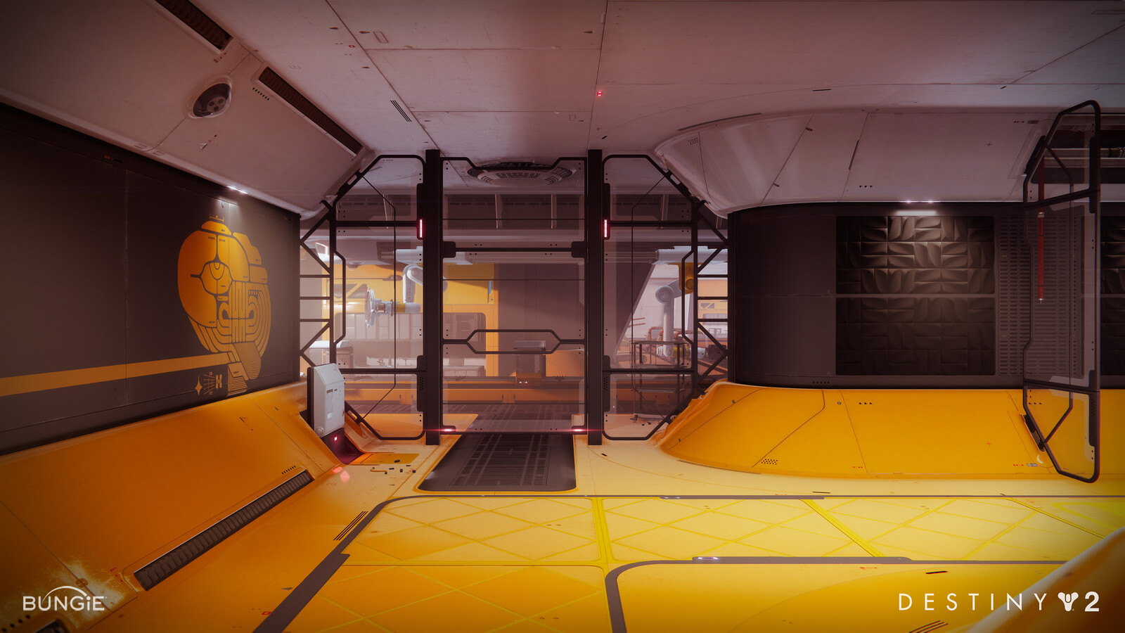 Factory area with conveyors and automated machines